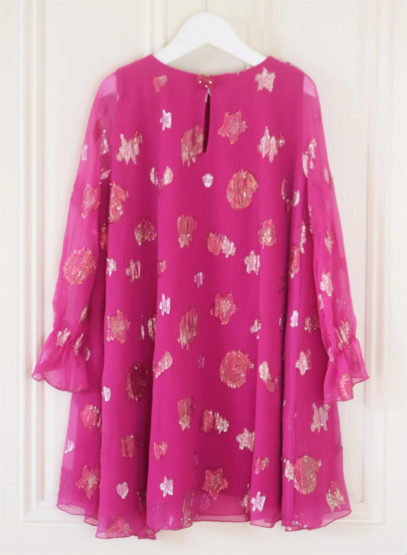 CHRISTIAN DIOR KIDS GIRLS METALLIC SILK CHIFFON DRESS 6 YEARS - Image 3