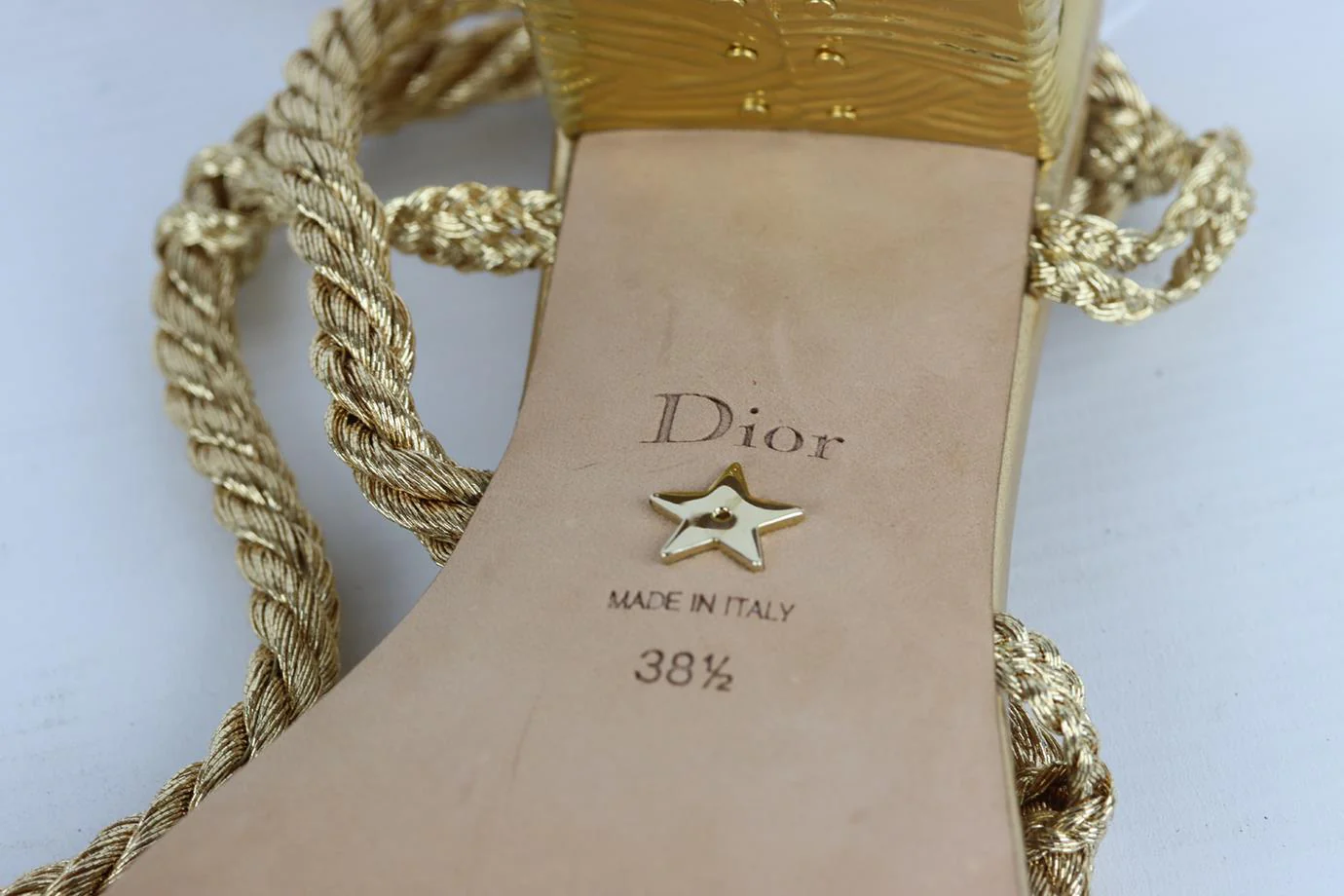 CHRISTIAN DIOR METALLIC MYTHE ROPE AND LEATHER SANDALS EU 38.5 UK 5.5 US 8.5 - Image 6