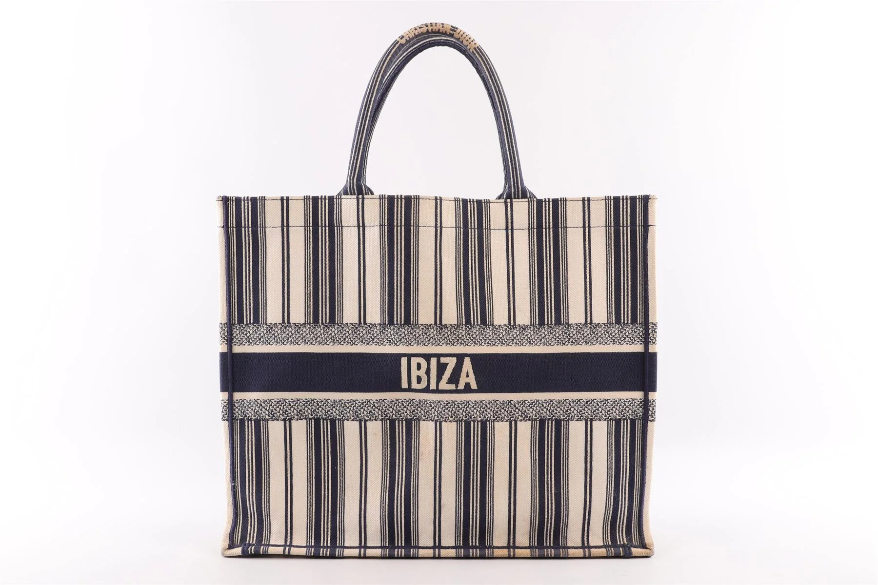 CHRISTIAN DIOR NAVY BOOK LARGE DIORIVIERA CANVAS TOTE BAG - Image 6