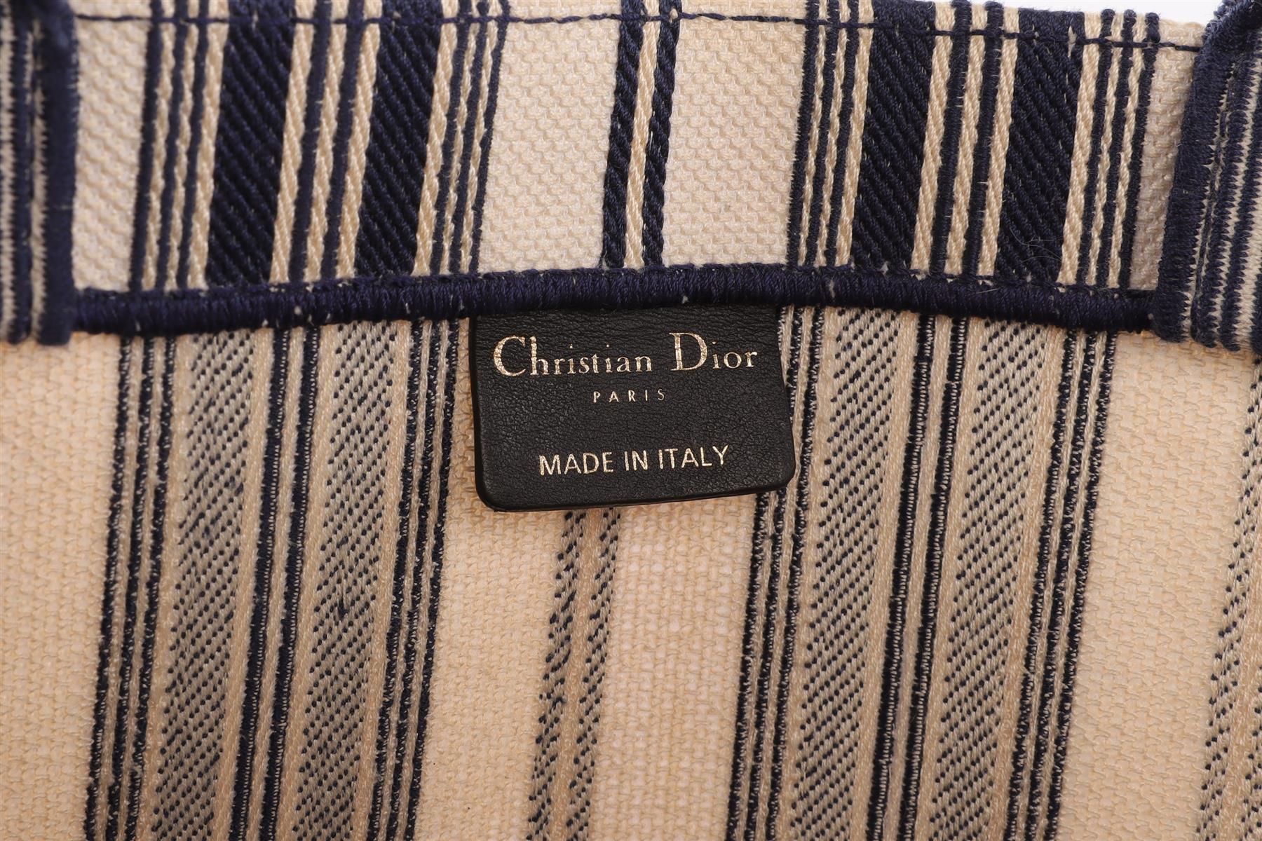 CHRISTIAN DIOR NAVY BOOK LARGE DIORIVIERA CANVAS TOTE BAG - Image 9