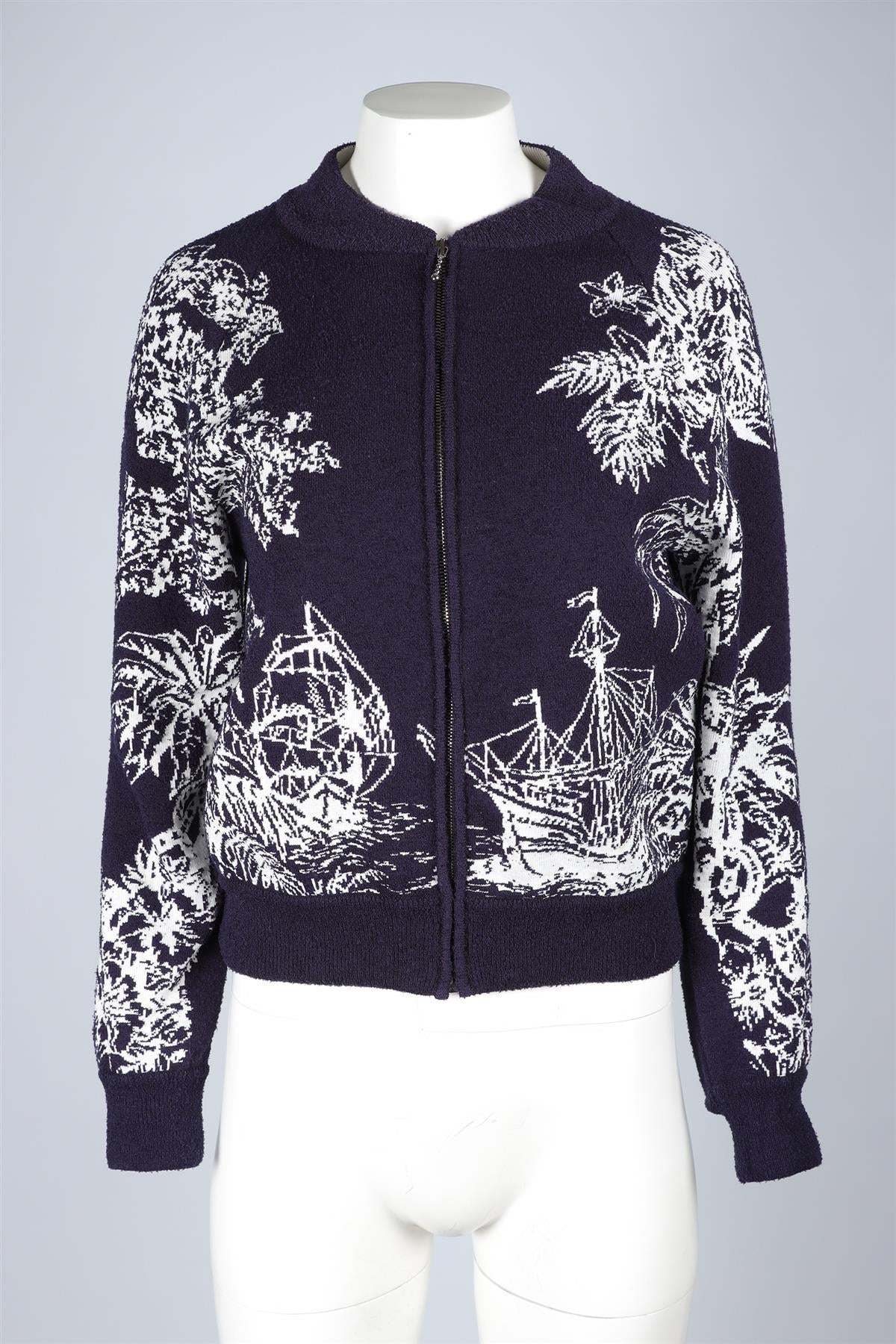 CHRISTIAN DIOR NAVY COTTON JACKET FR 38 UK 10 - Image 2