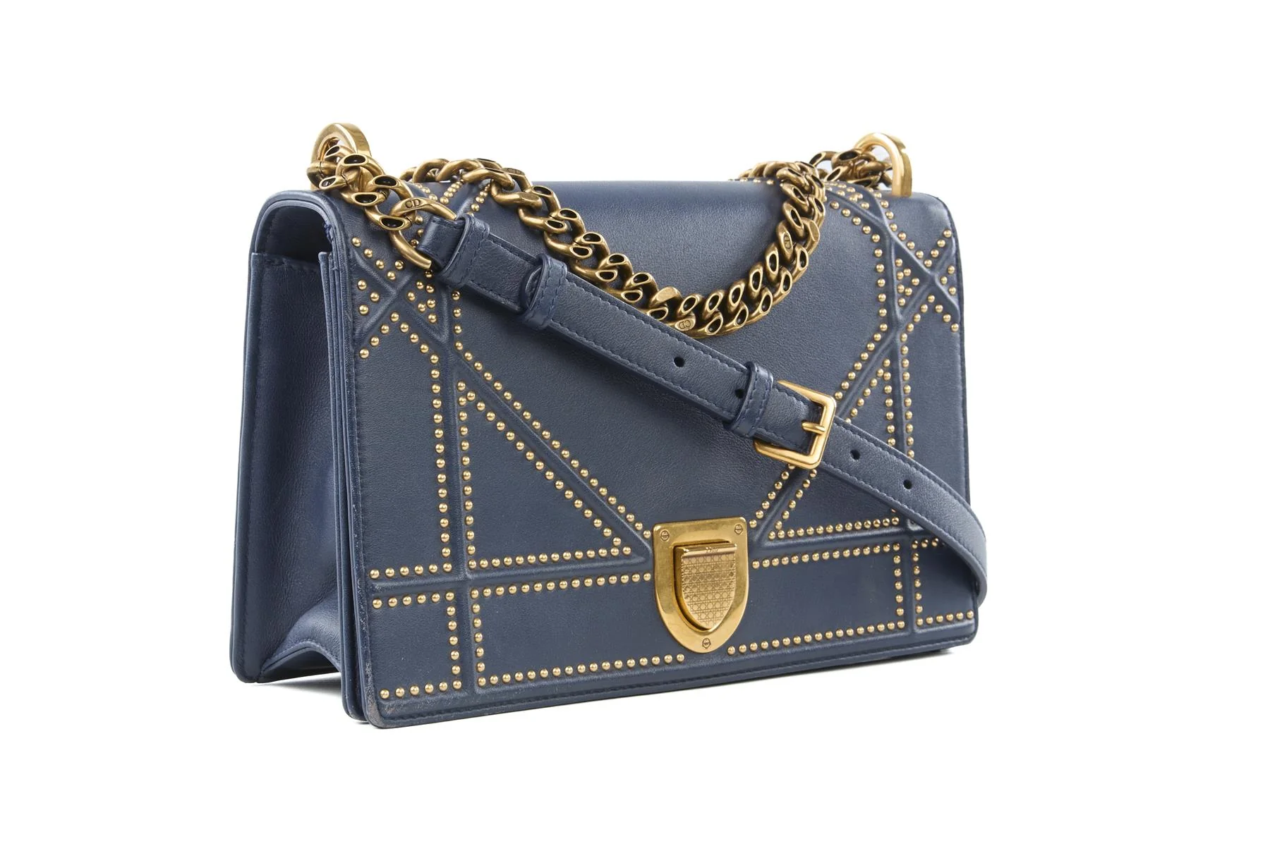 CHRISTIAN DIOR NAVY DIORAMA MEDIUM LEATHER SHOULDER BAG - Image 4