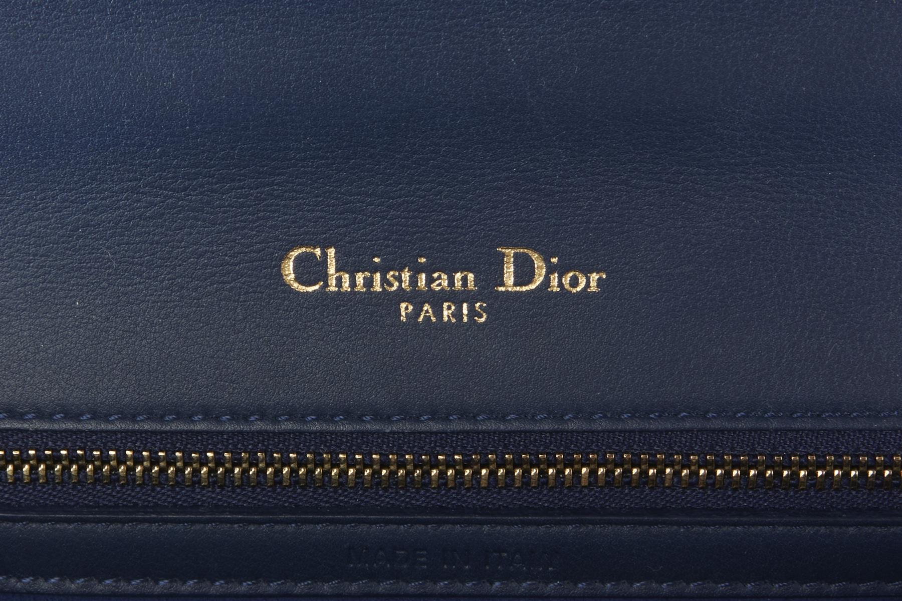 CHRISTIAN DIOR NAVY DIORAMA MEDIUM LEATHER SHOULDER BAG - Image 9