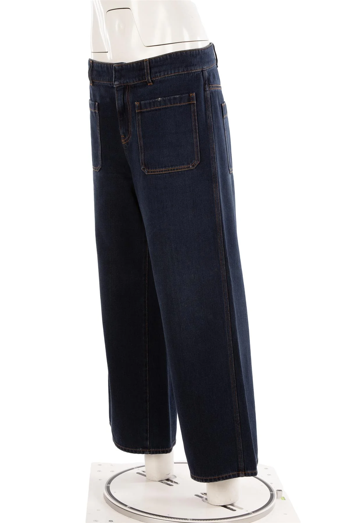 CHRISTIAN DIOR NAVY HIGH RISE WIDE LEG JEANS FR 40 UK 12 - Image 3