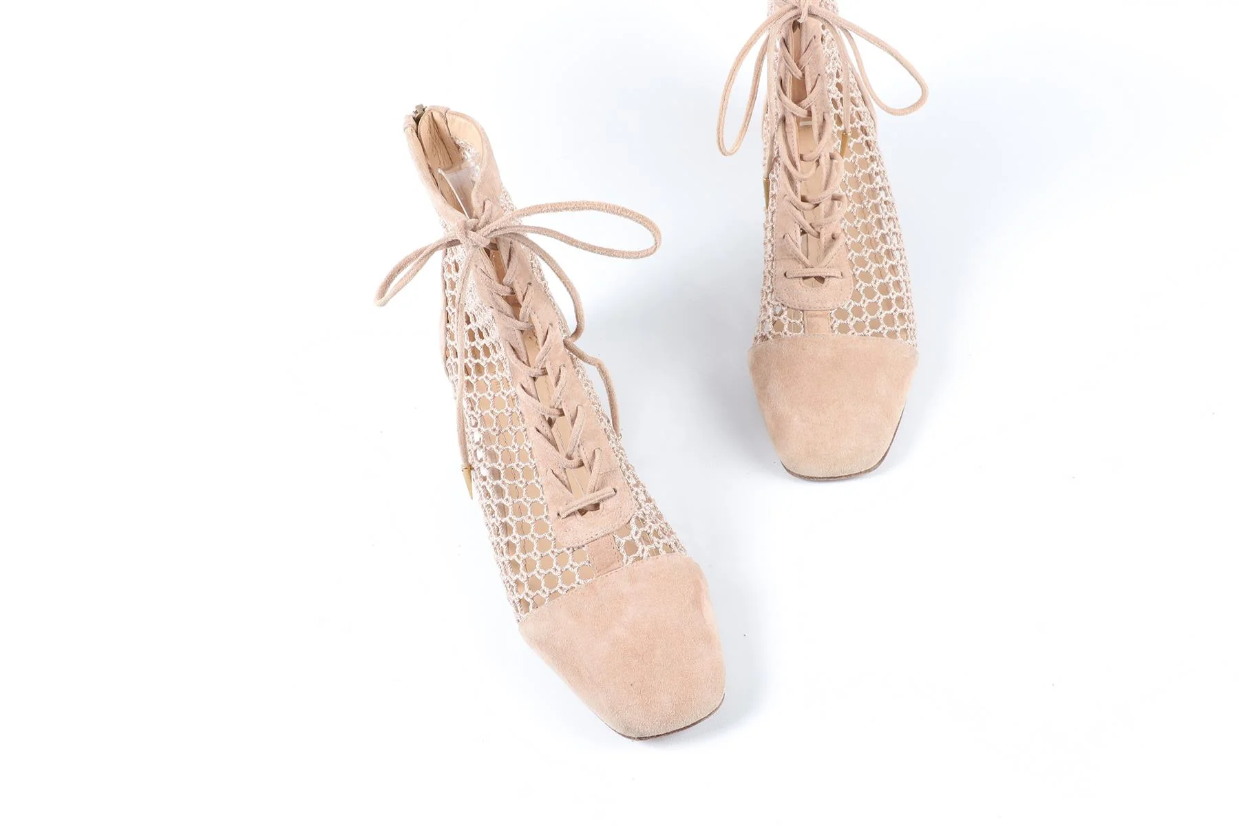 CHRISTIAN DIOR NUDE NAUGHTILY-D SUEDE ANKLE BOOTS EU 38 UK 5 US 8 - Image 4