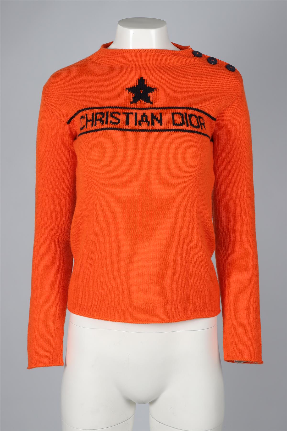 CHRISTIAN DIOR ORANGE CASHMERE SWEATER FR 34 UK 6 - Image 2