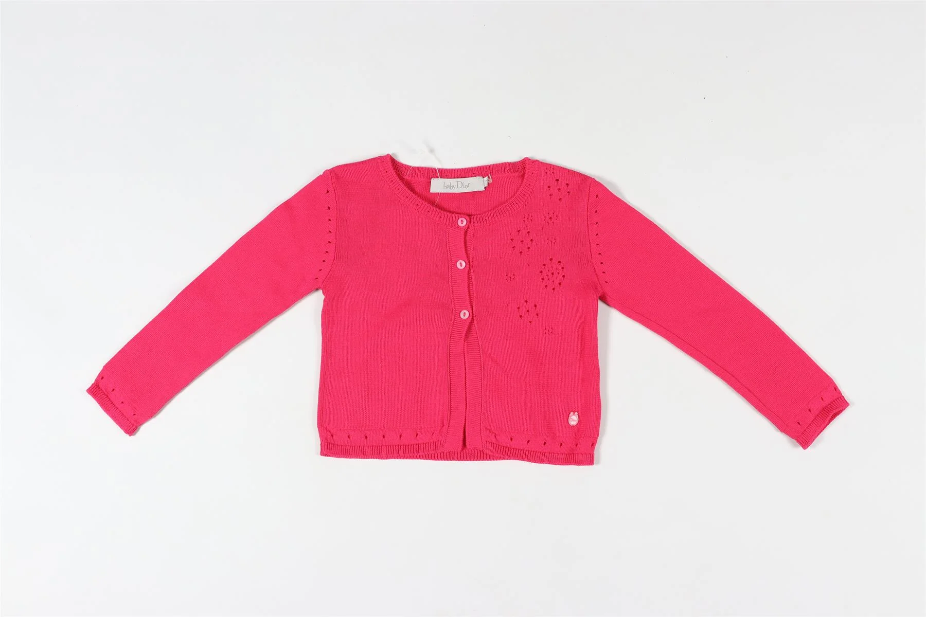 CHRISTIAN DIOR PINK BABY GIRLS COTTON CARDIGAN 18 MONTHS - Image 2