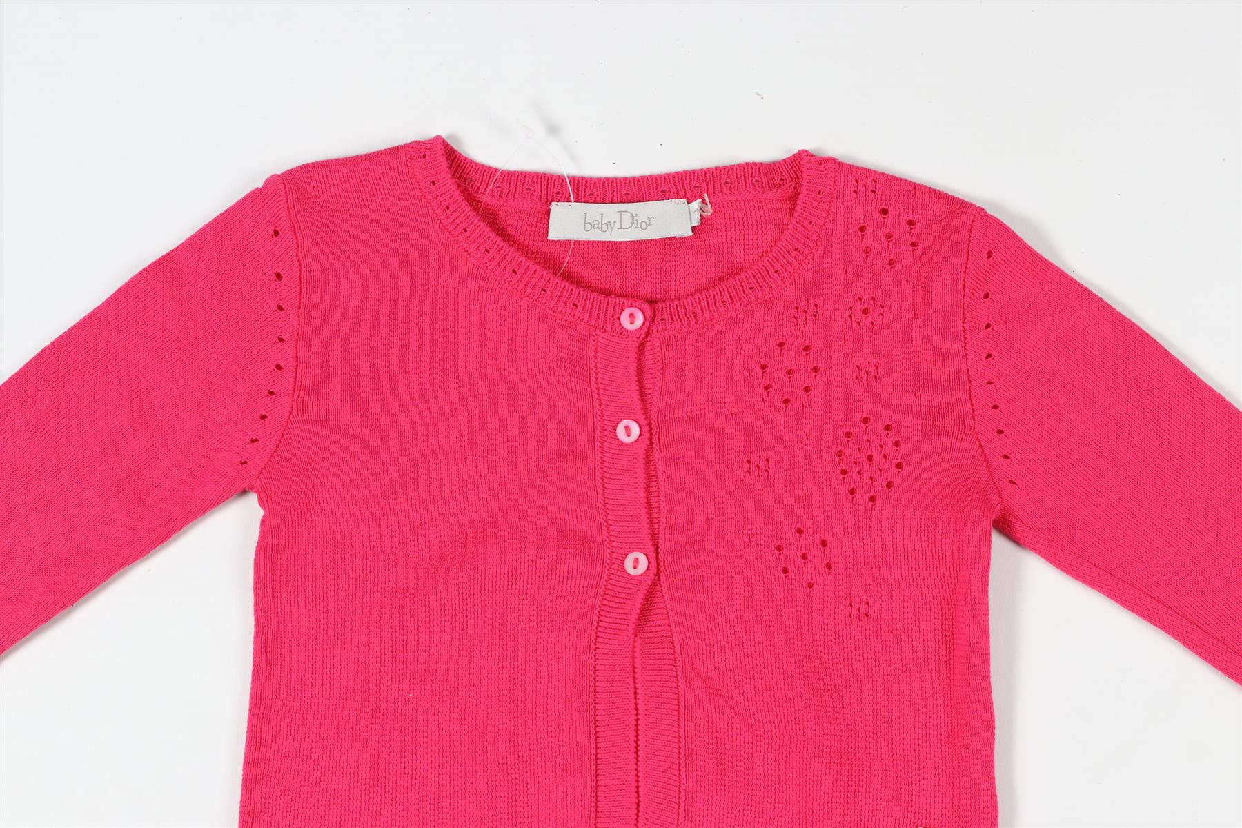 CHRISTIAN DIOR PINK BABY GIRLS COTTON CARDIGAN 18 MONTHS - Image 3