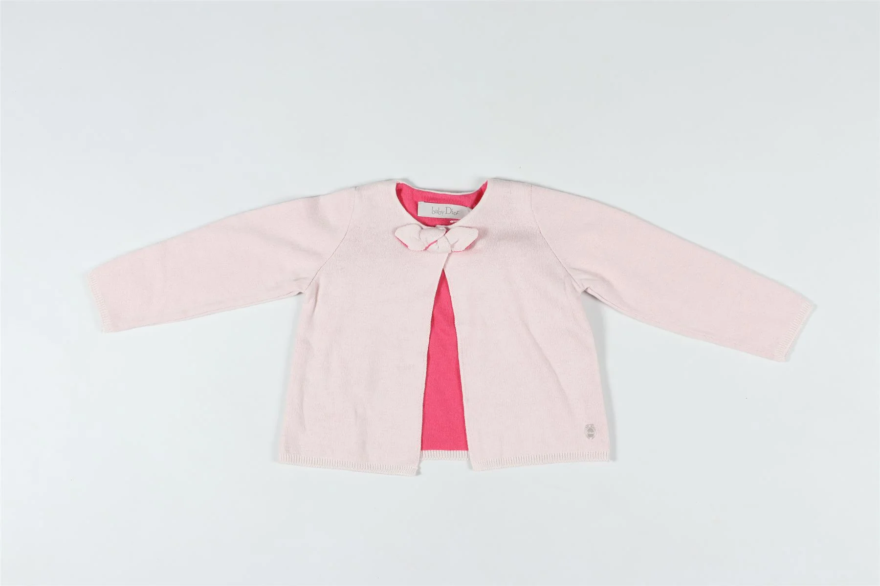 CHRISTIAN DIOR PINK BABY GIRLS COTTON CARDIGAN 6 MONTHS - Image 2