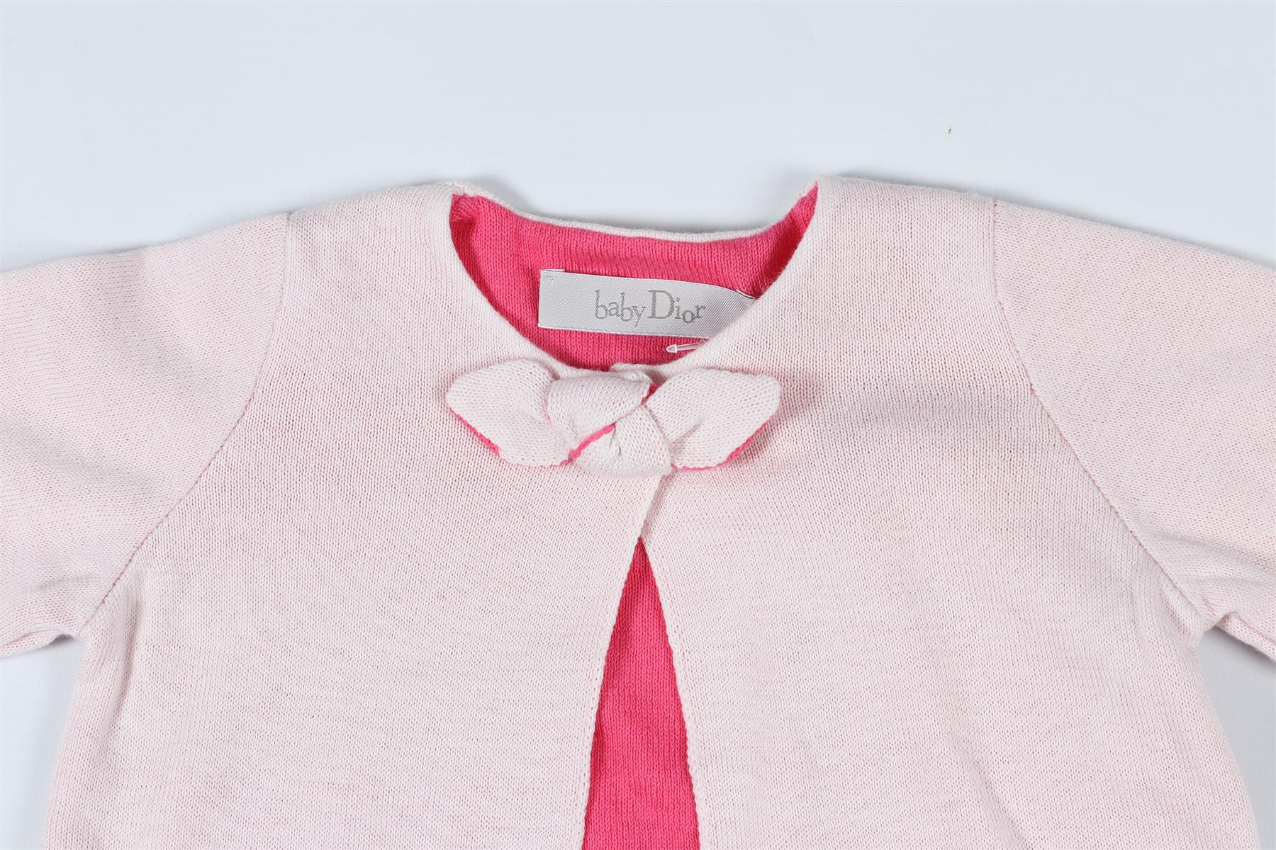 CHRISTIAN DIOR PINK BABY GIRLS COTTON CARDIGAN 6 MONTHS - Image 3