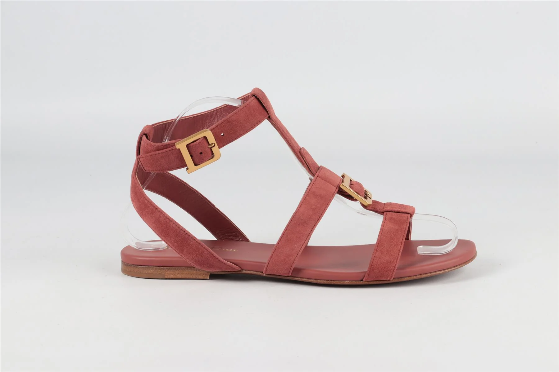 CHRISTIAN DIOR PINK DOUBLE D SUEDE SANDALS EU 38 UK 5 US 8 - Image 2