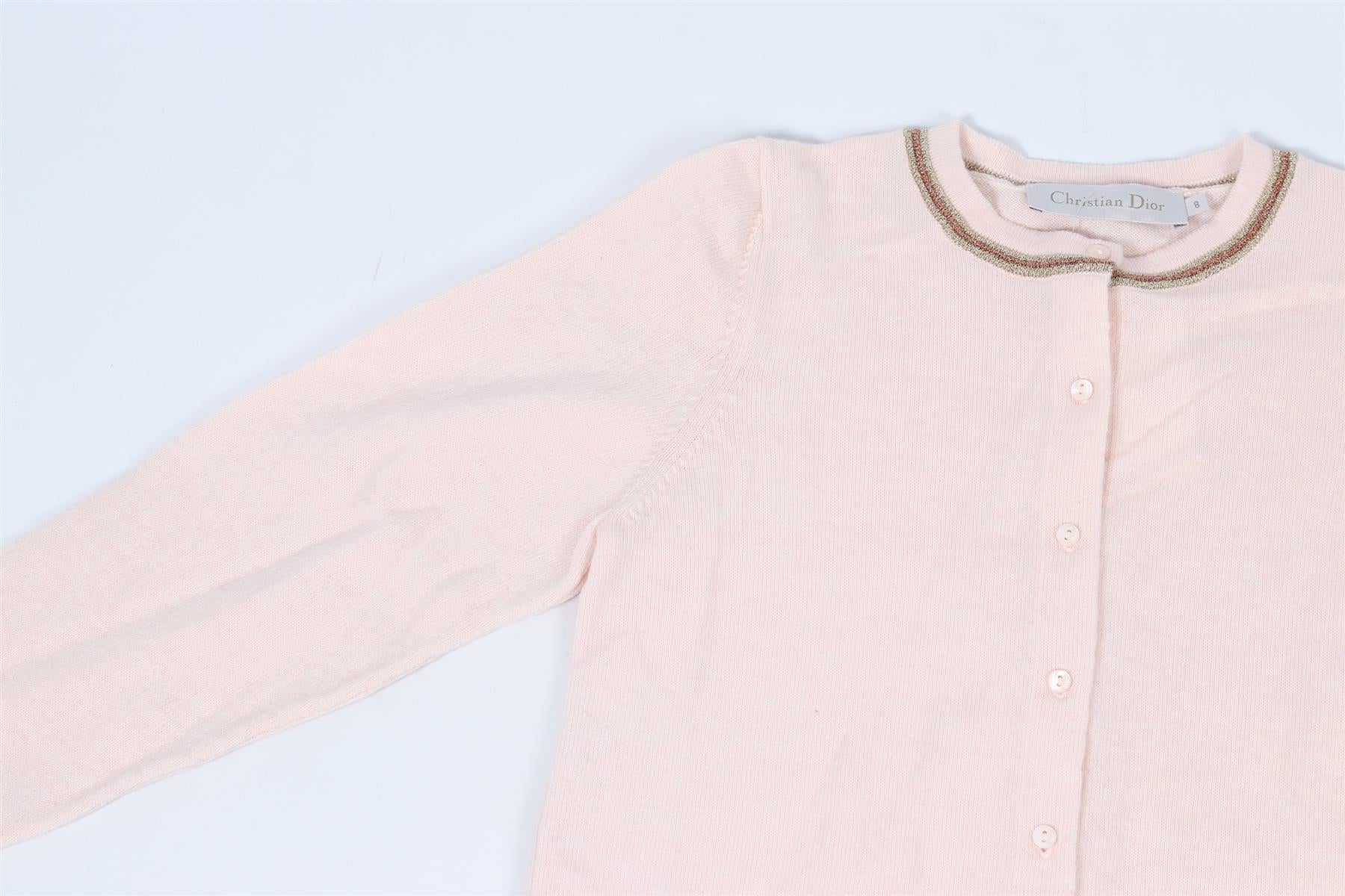 CHRISTIAN DIOR PINK KIDS GIRLS WOOL CARDIGAN 8 YEARS - Image 3