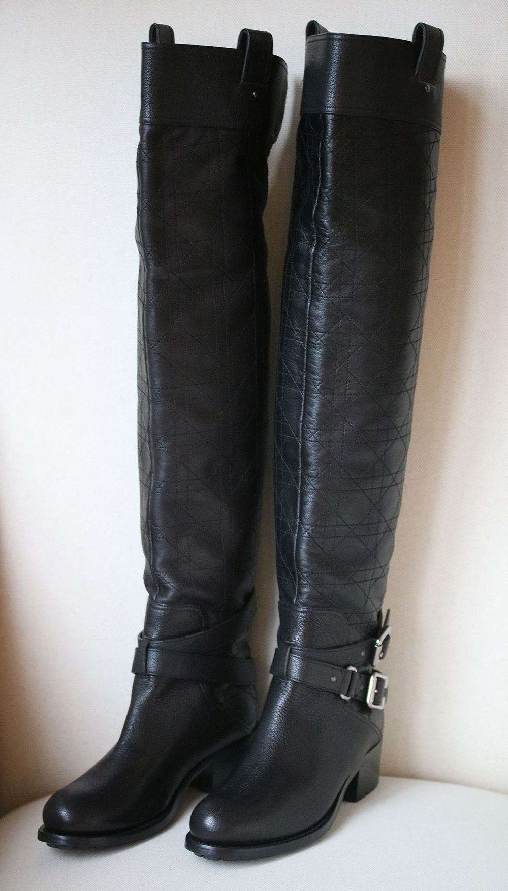 CHRISTIAN DIOR QUILTED LEATHER OVER-THE-KNEE BOOTS EU 37.5 UK 4.5 US 7.5 - Image 2