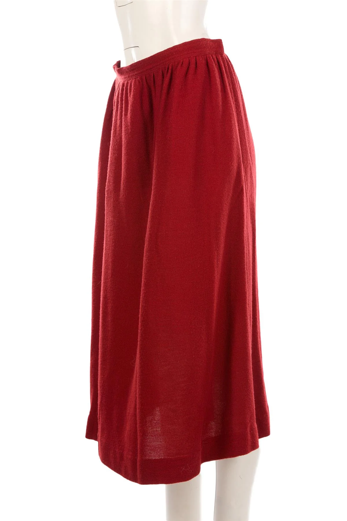 CHRISTIAN DIOR RED WOOL MIDI SKIRT UK 14 - Image 3