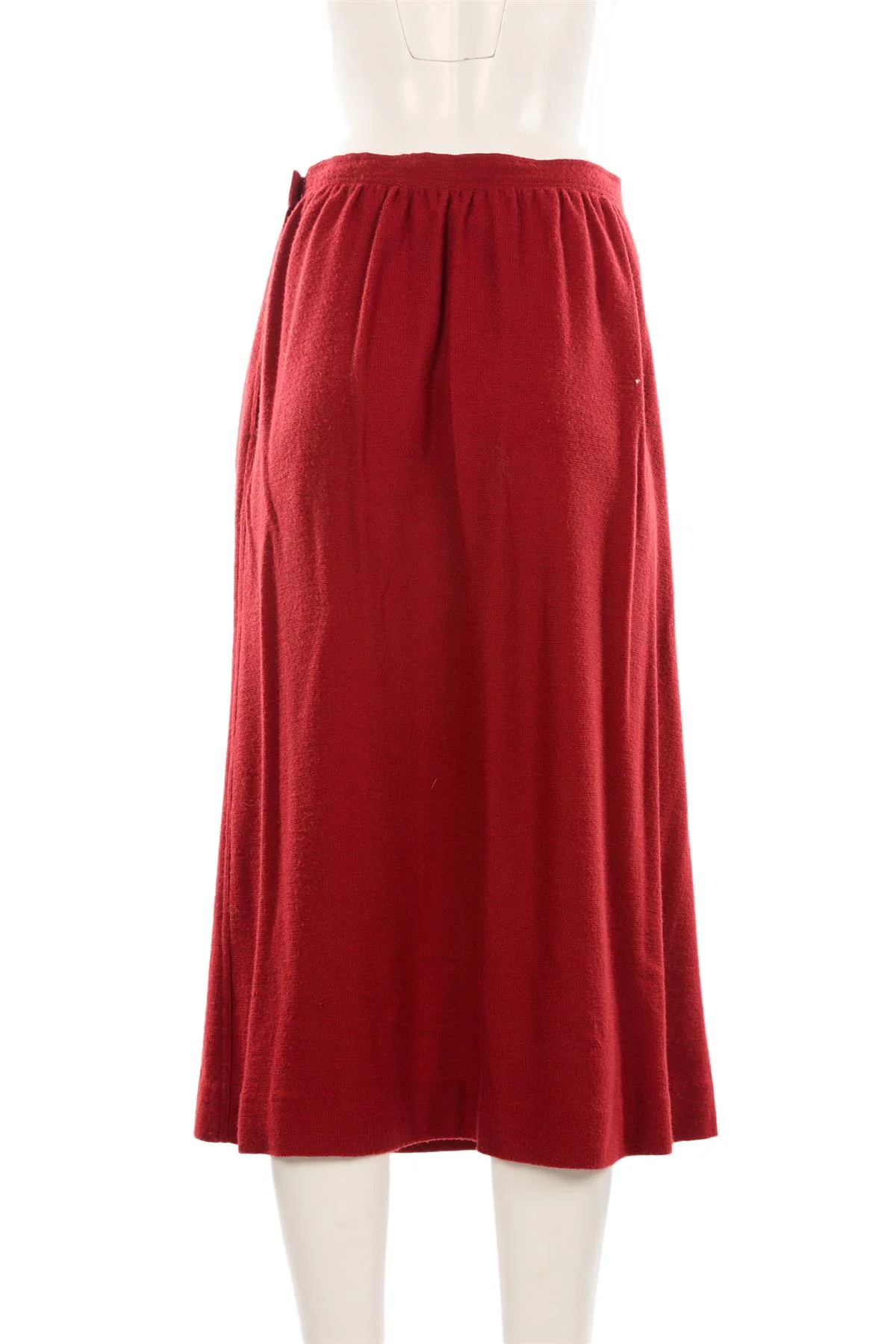 CHRISTIAN DIOR RED WOOL MIDI SKIRT UK 14 - Image 4