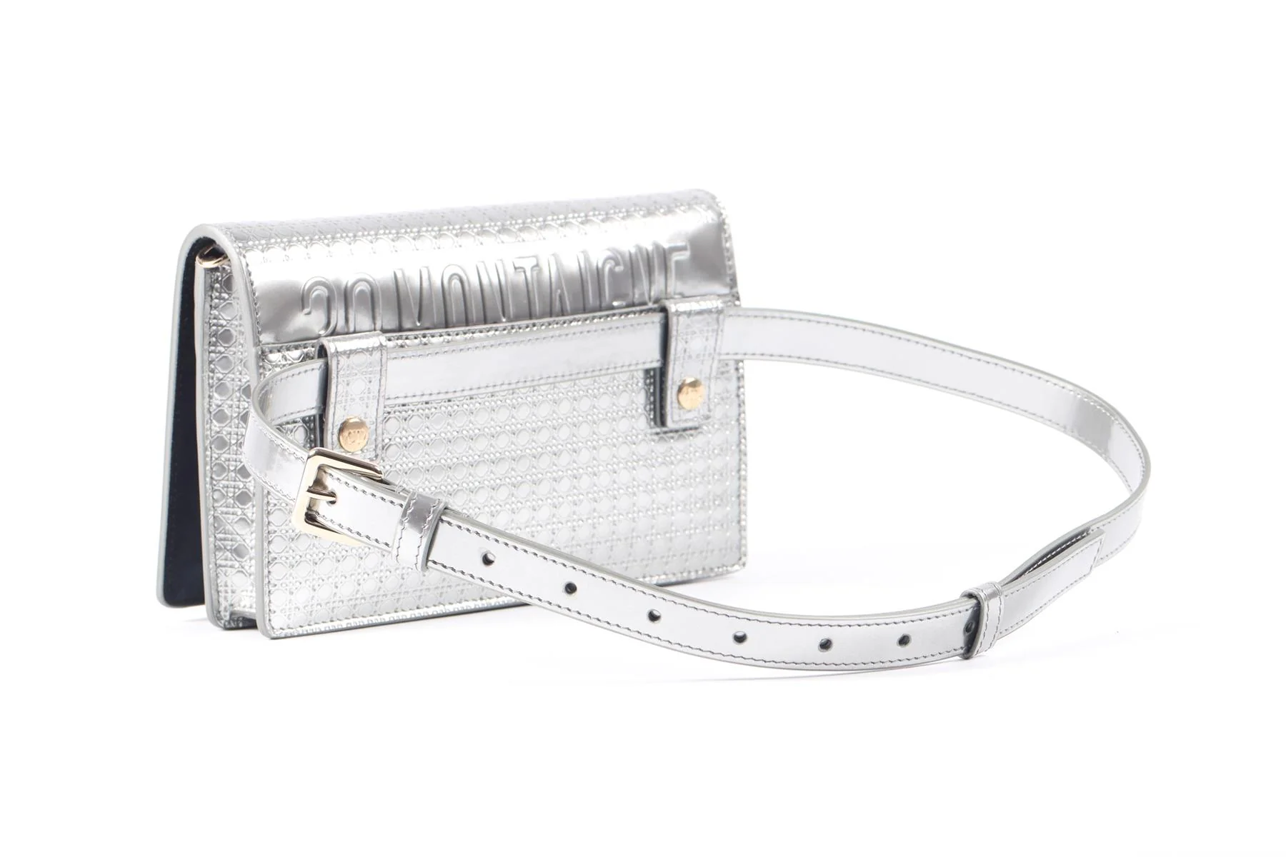 CHRISTIAN DIOR SILVER 30 MONTAIGNE 2 IN 1 MICRO CANNAGE LEATHER BAG - Image 10