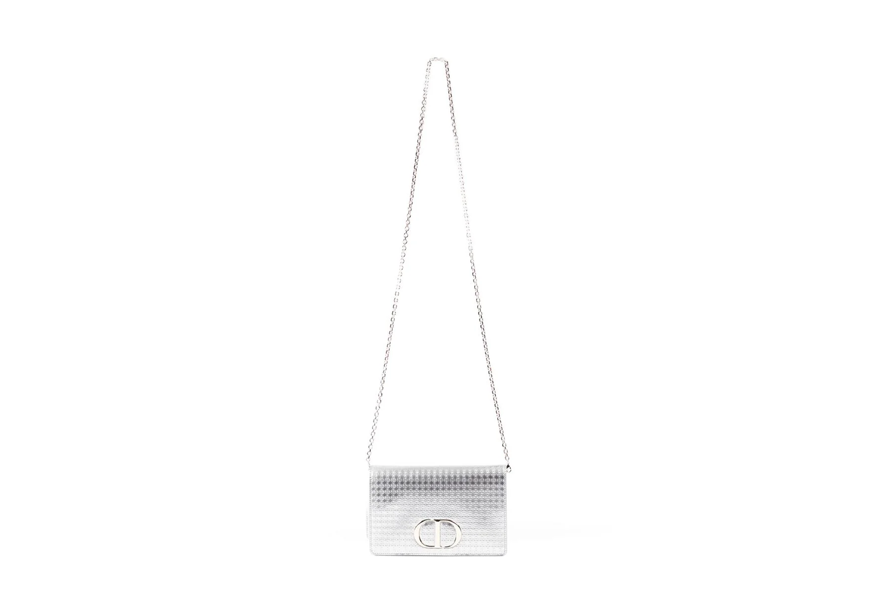 CHRISTIAN DIOR SILVER 30 MONTAIGNE 2 IN 1 MICRO CANNAGE LEATHER BAG - Image 4