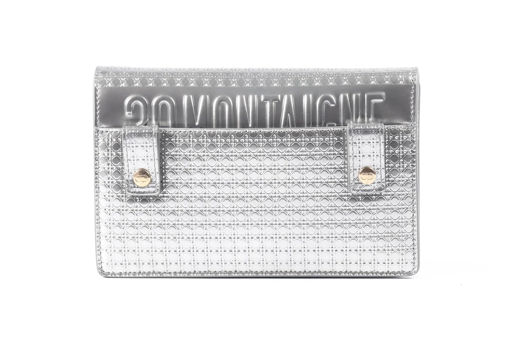 CHRISTIAN DIOR SILVER 30 MONTAIGNE 2 IN 1 MICRO CANNAGE LEATHER BAG - Image 7