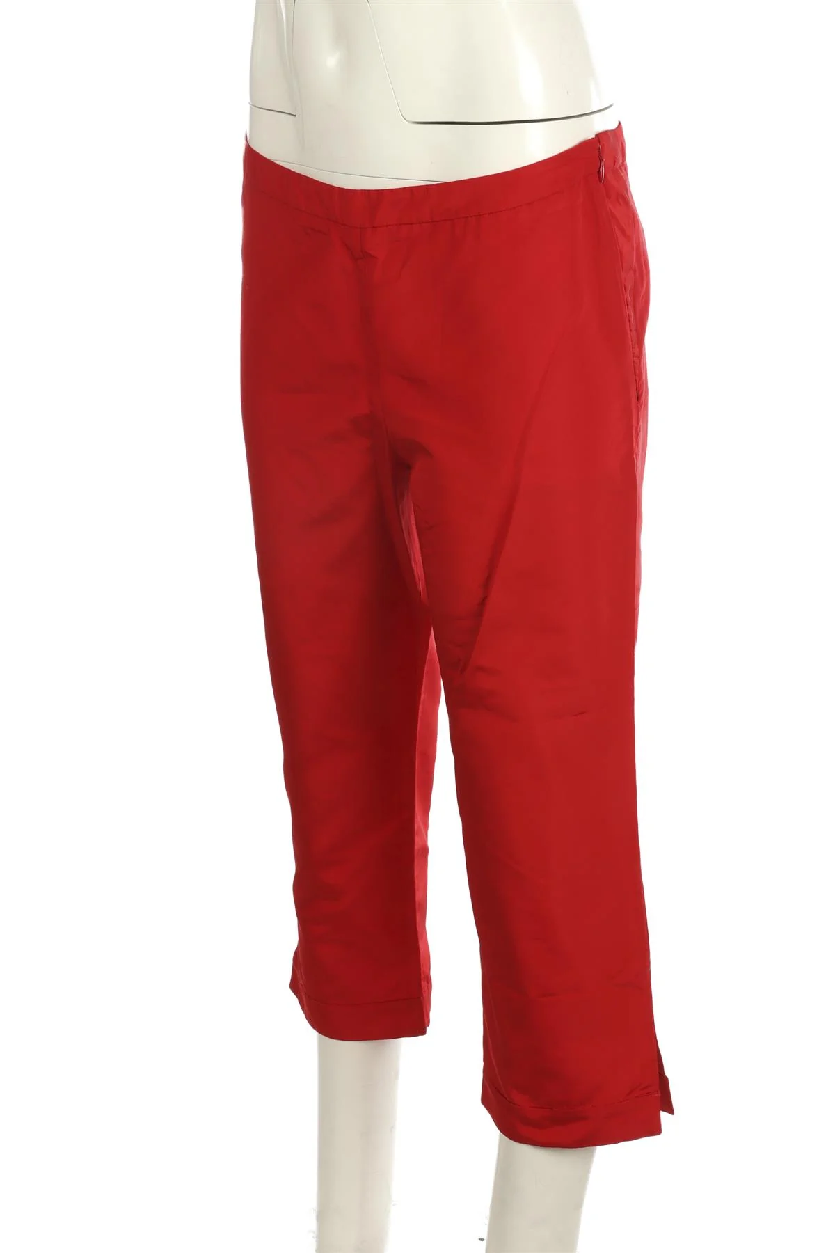 CHRISTIAN DIOR VINTAGE RED SILK STRAIGHT LEG PANTS FR 40 UK 12 - Image 3