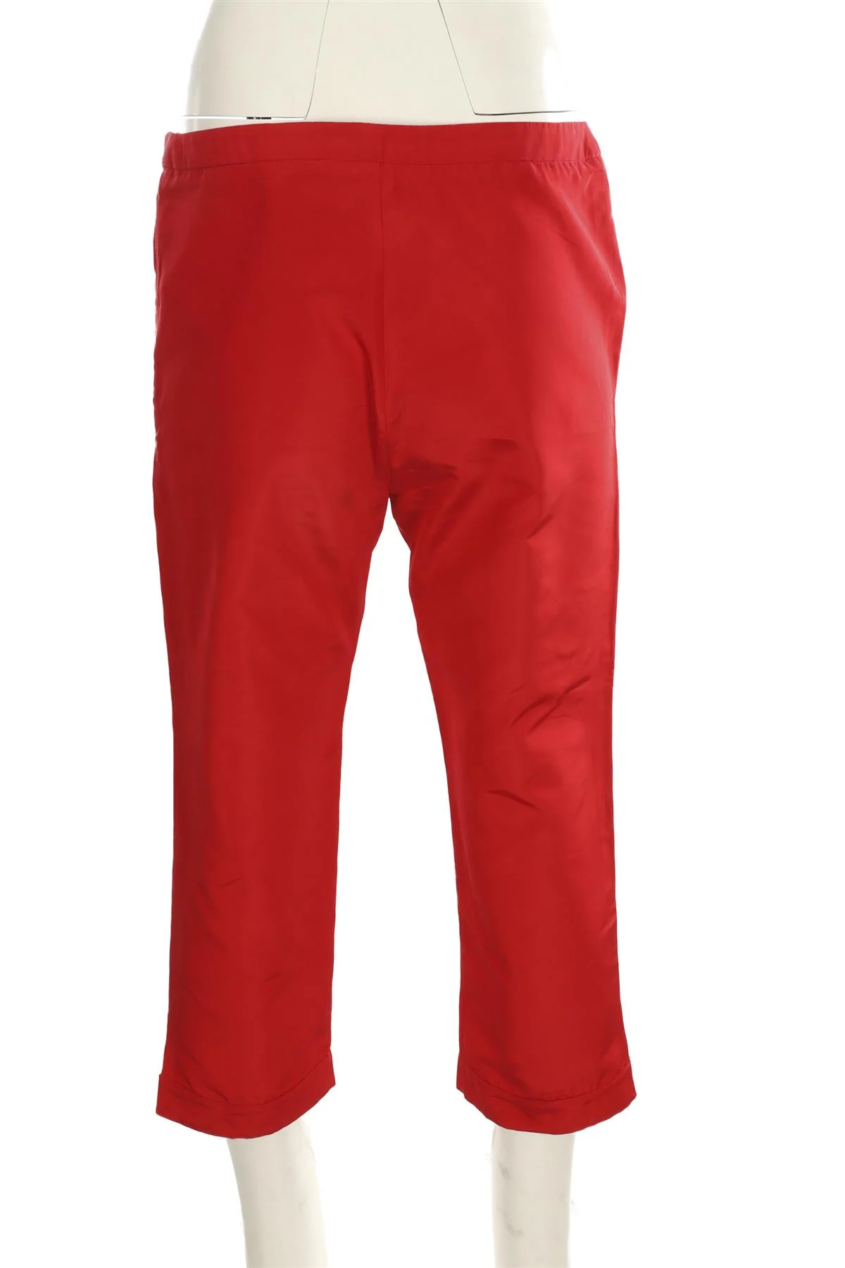 CHRISTIAN DIOR VINTAGE RED SILK STRAIGHT LEG PANTS FR 40 UK 12 - Image 4