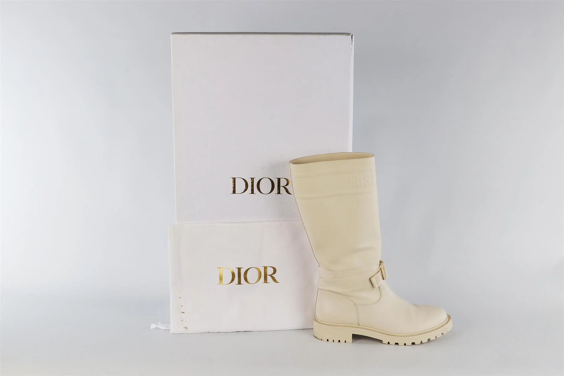 CHRISTIAN DIOR WHITE D-MAJOR LEATHER KNEE HIGH BOOTS EU 41 UK 8 US 11 - Image 7