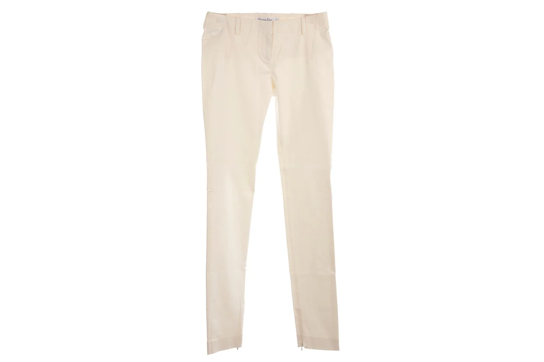 CHRISTIAN DIOR WHITE VINTAGE COTTON STRAIGHT LEG PANTS FR 36 UK 8 - Image 2