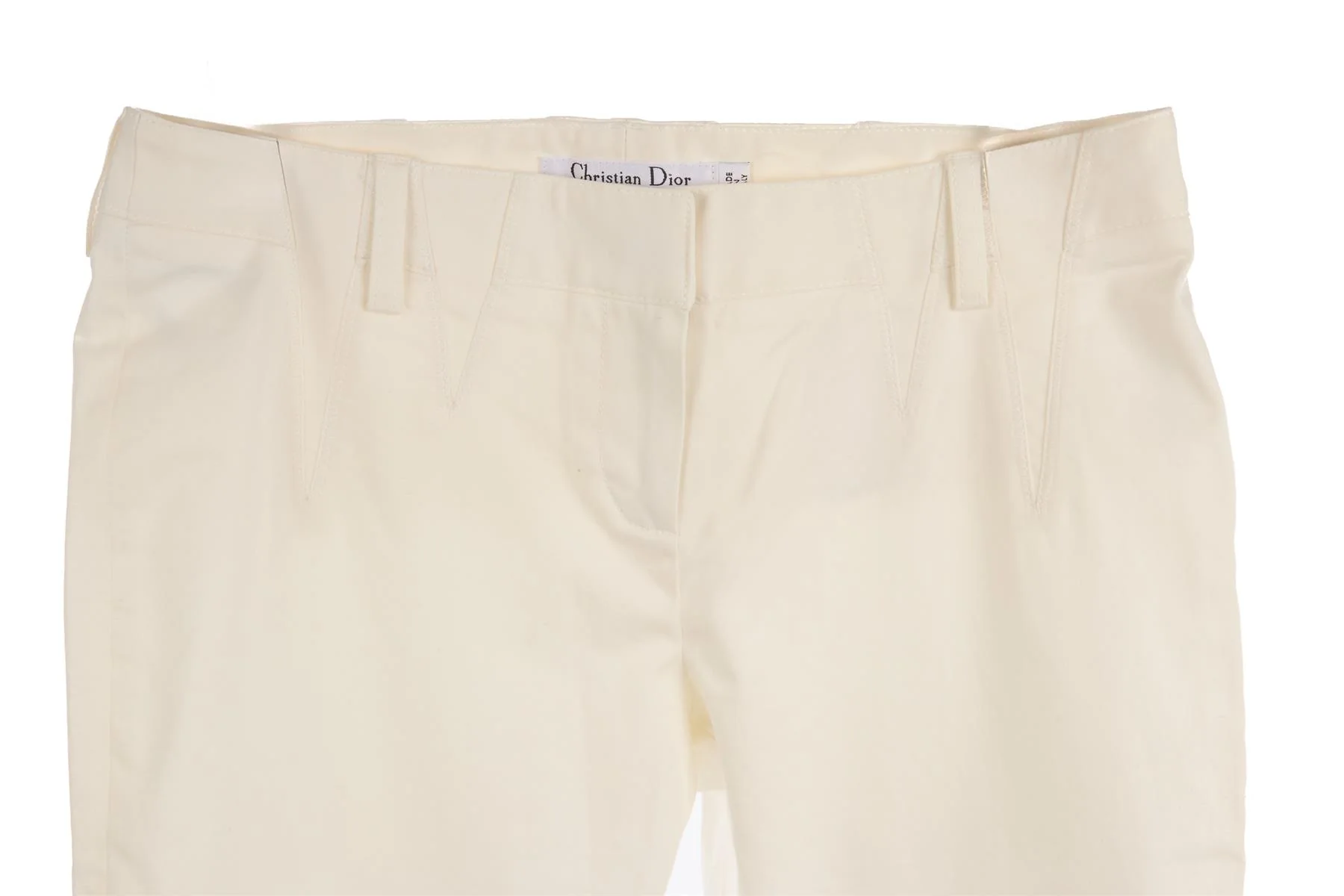 CHRISTIAN DIOR WHITE VINTAGE COTTON STRAIGHT LEG PANTS FR 36 UK 8 - Image 3