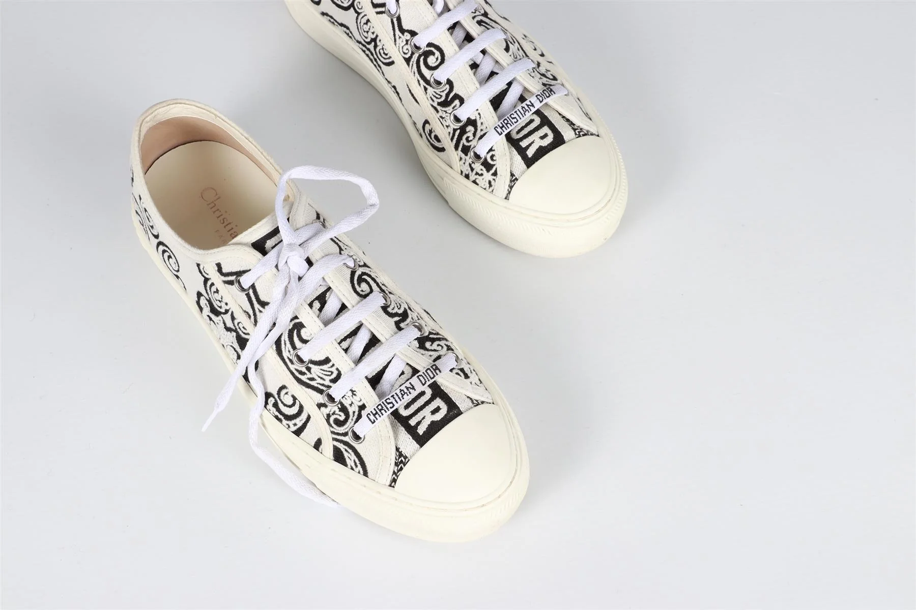 CHRISTIAN DIOR WHITE WALK'N'DIOR CANVAS SNEAKERS EU 40 UK 7 US 10 - Image 10