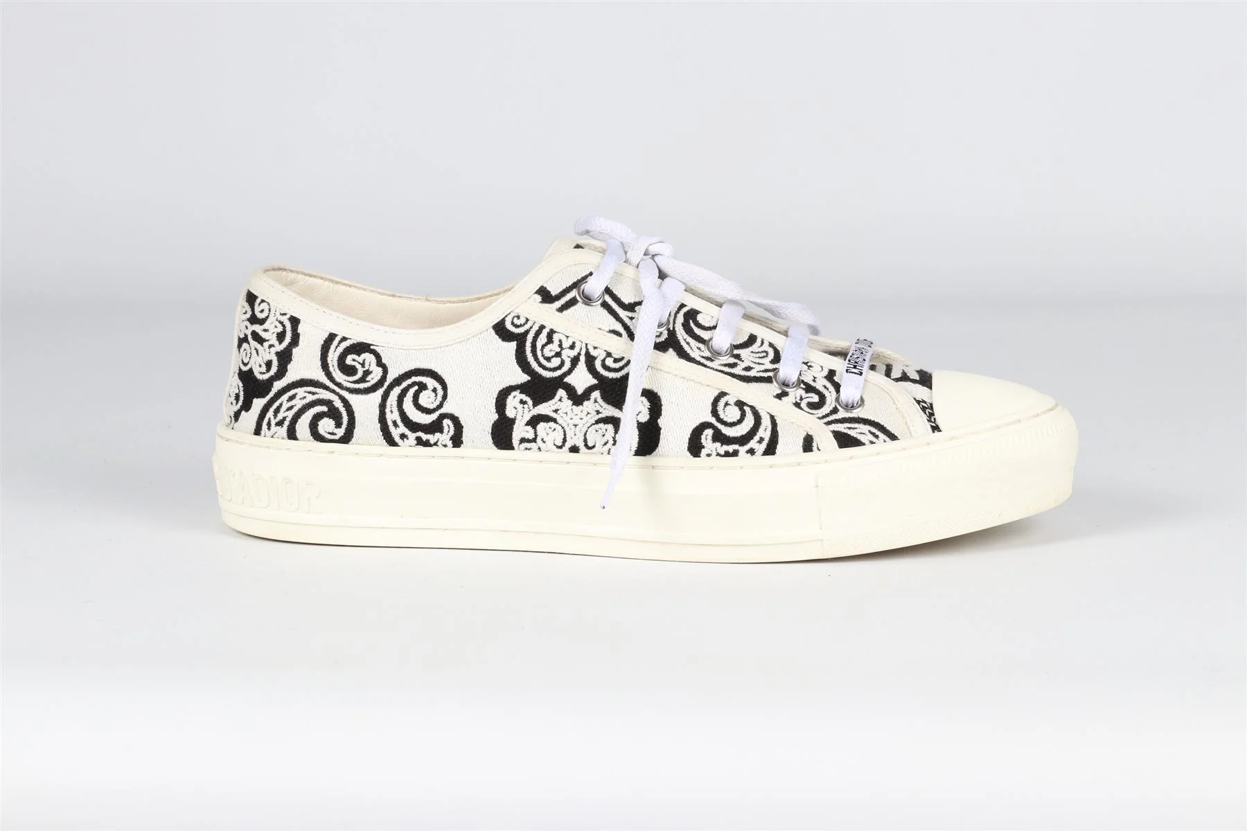 CHRISTIAN DIOR WHITE WALK'N'DIOR CANVAS SNEAKERS EU 40 UK 7 US 10 - Image 2