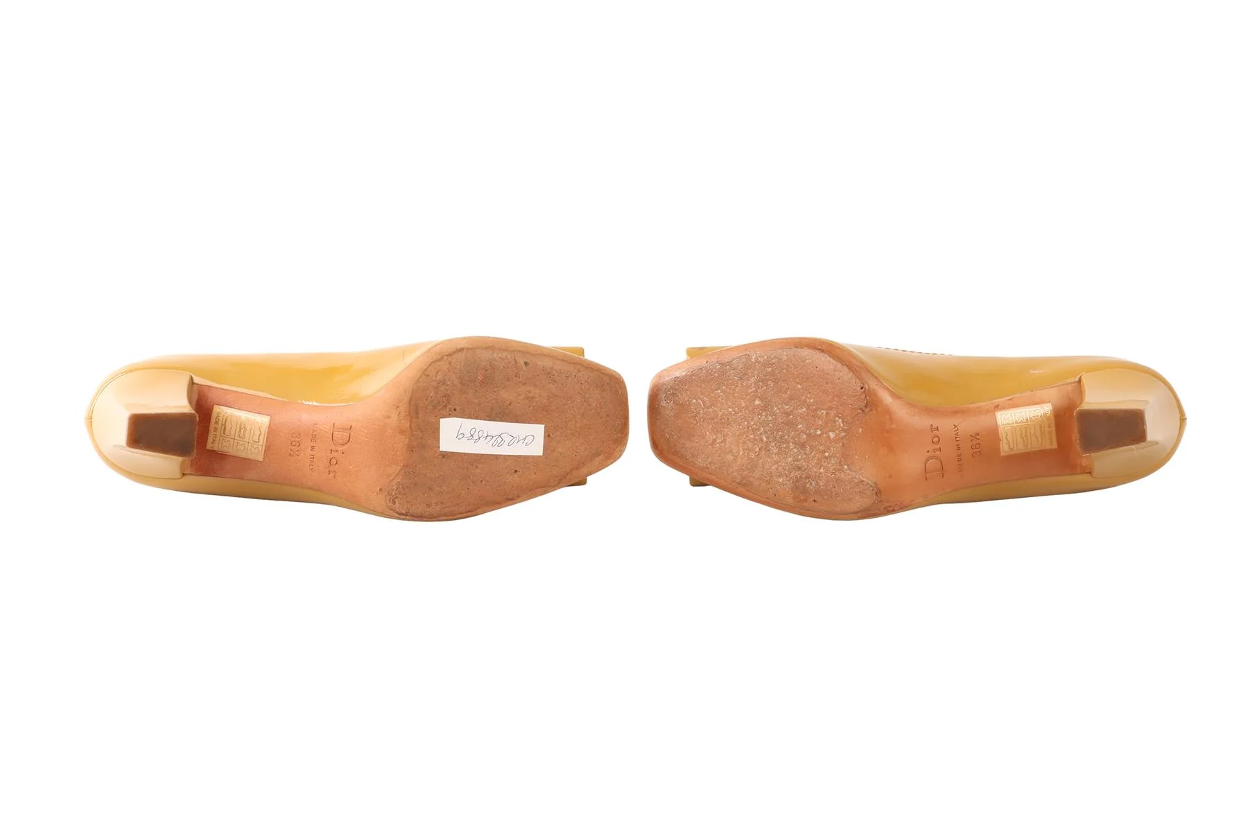 CHRISTIAN DIOR YELLOW PATENT LEATHER PUMPS EU 36.5 UK 3.5 US 6.5 - Image 6