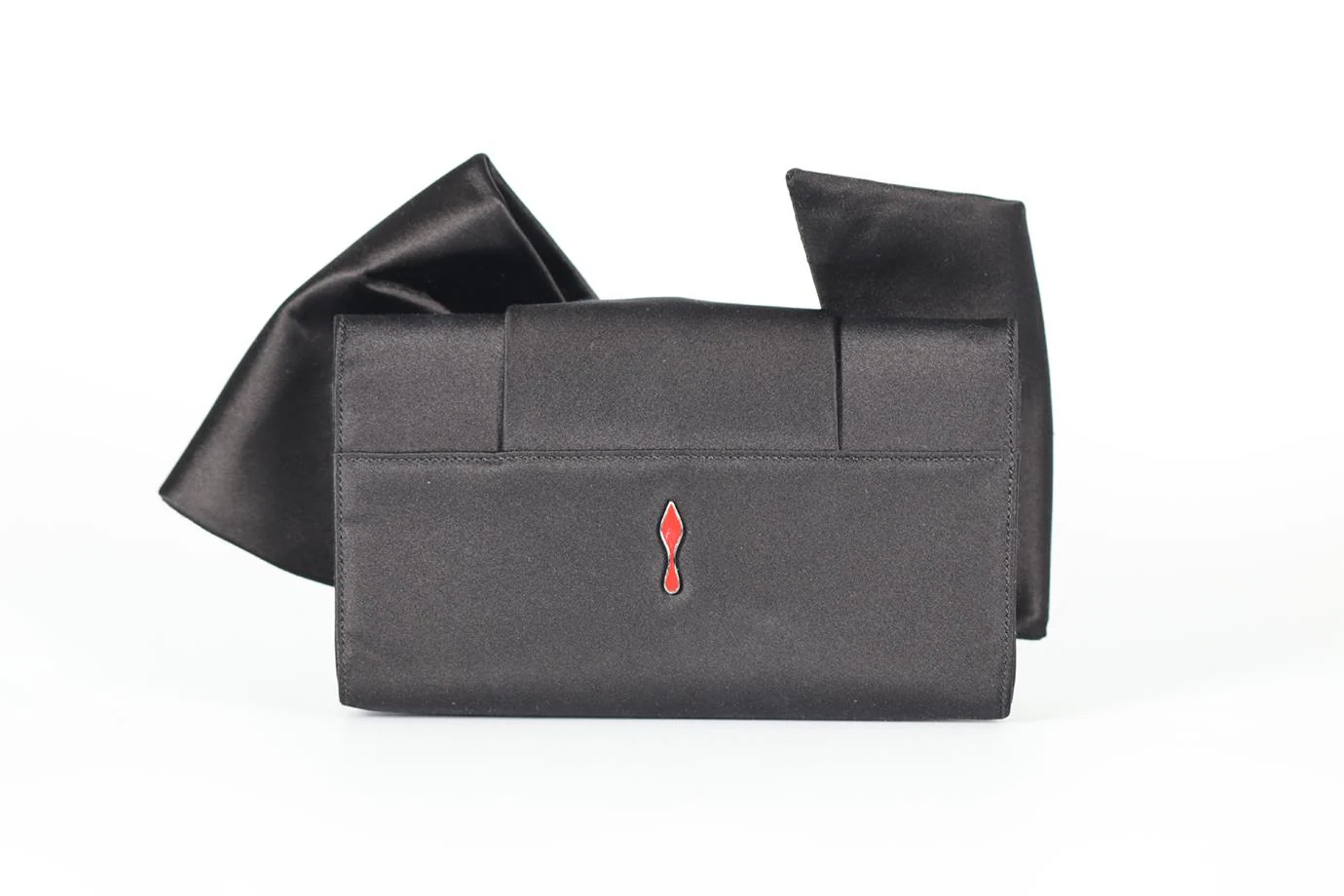 CHRISTIAN LOUBOUTIN BLACK BOW DETAILED SATIN CLUTCH - Image 3