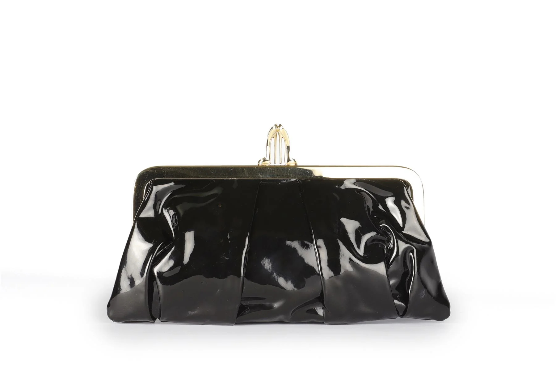 CHRISTIAN LOUBOUTIN BLACK MISS LOUBI PATENT LEATHER CLUTCH - Image 2