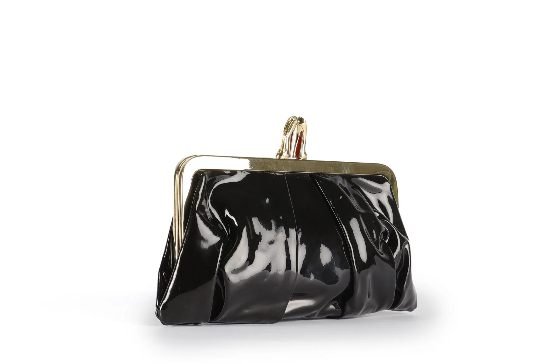 CHRISTIAN LOUBOUTIN BLACK MISS LOUBI PATENT LEATHER CLUTCH - Image 4