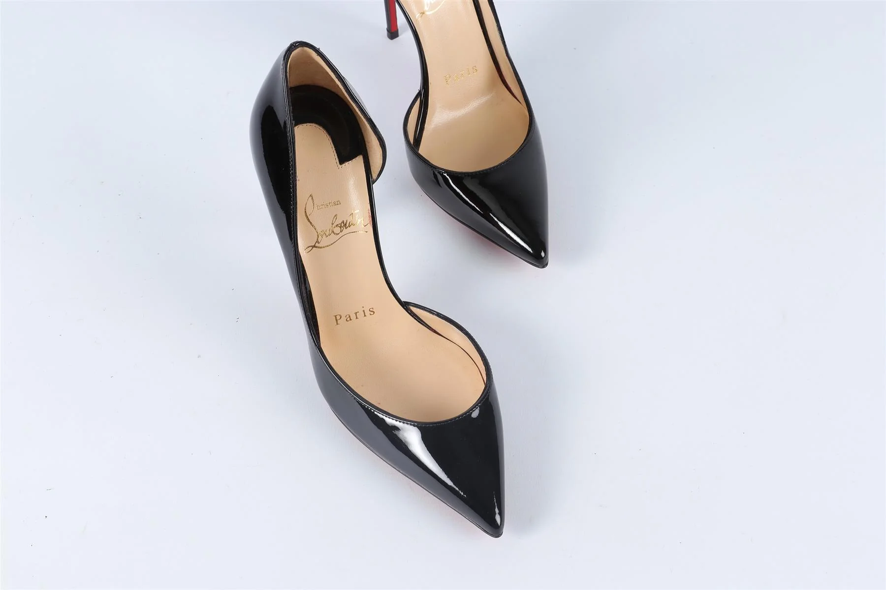 CHRISTIAN LOUBOUTIN BLACK PATENT LEATHER PUMPS EU 34.5 UK 1.5 US 4.5 - Image 4