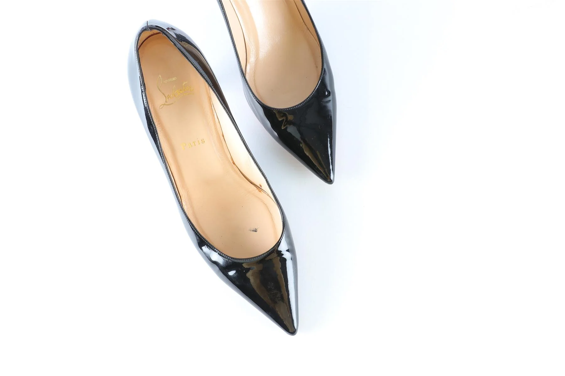 CHRISTIAN LOUBOUTIN BLACK PATENT LEATHER PUMPS EU 41.5 UK 8.5 US 11.5 - Image 4