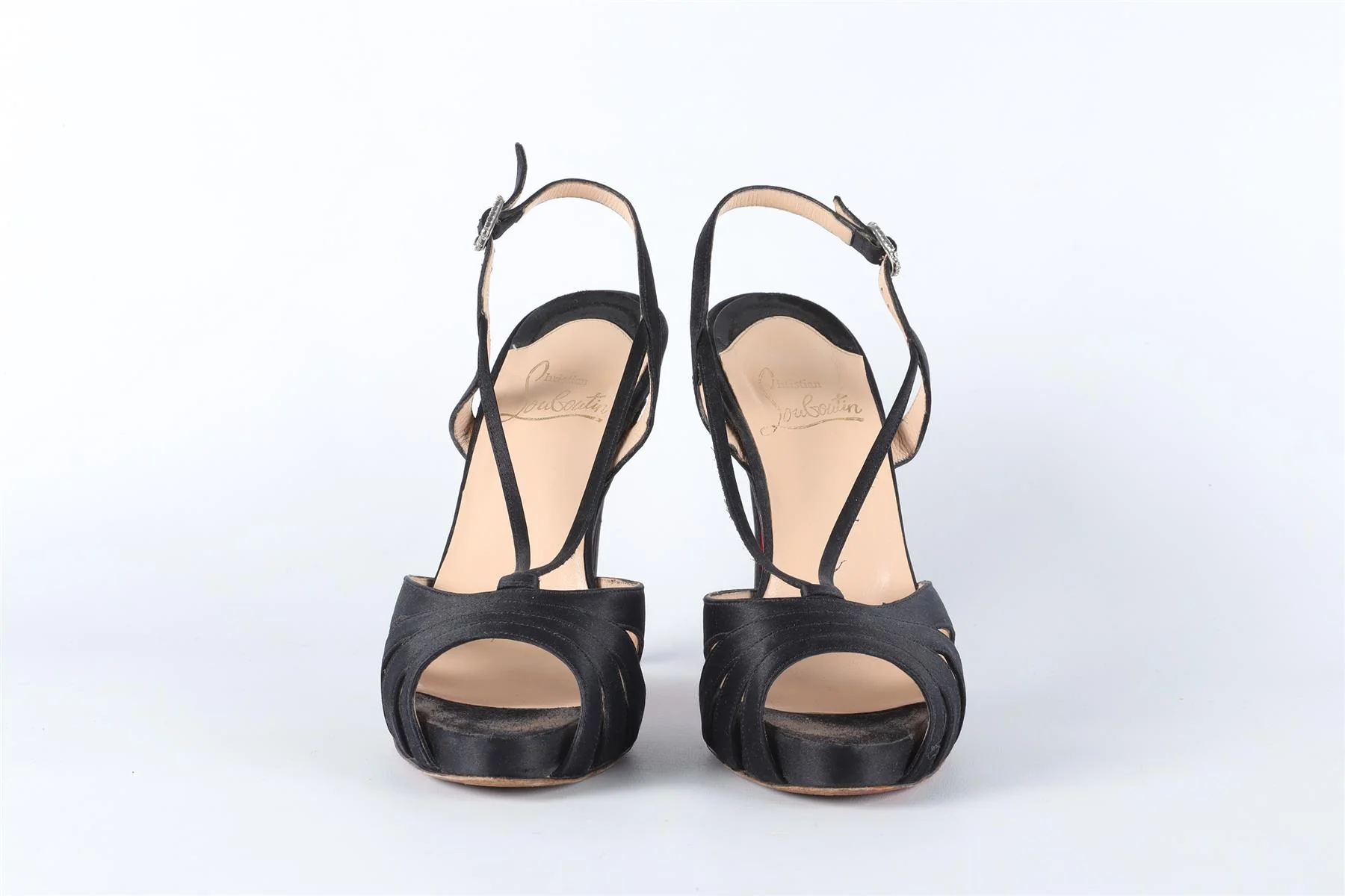 CHRISTIAN LOUBOUTIN BLACK SATIN SANDALS EU 38.5 UK 5.5 US 8.5 - Image 3
