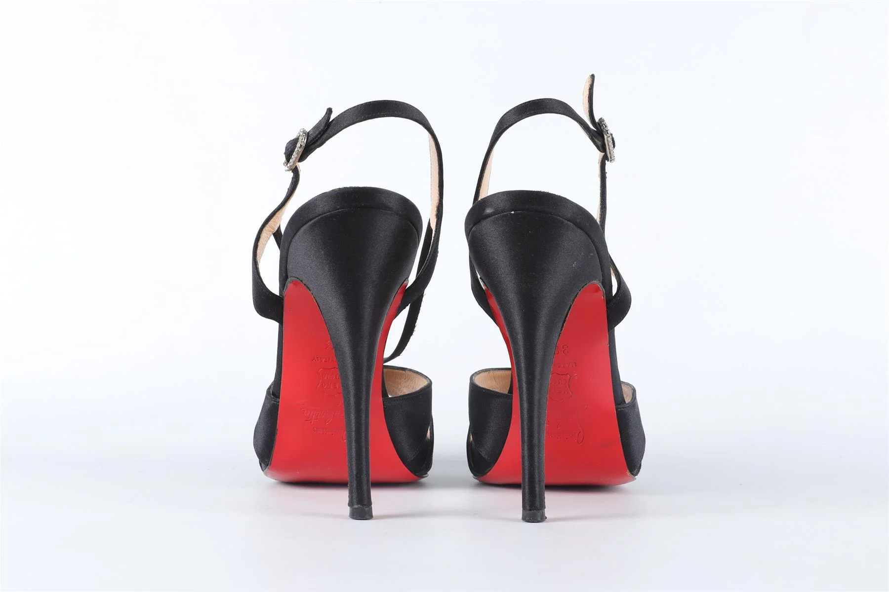 CHRISTIAN LOUBOUTIN BLACK SATIN SANDALS EU 38.5 UK 5.5 US 8.5 - Image 5
