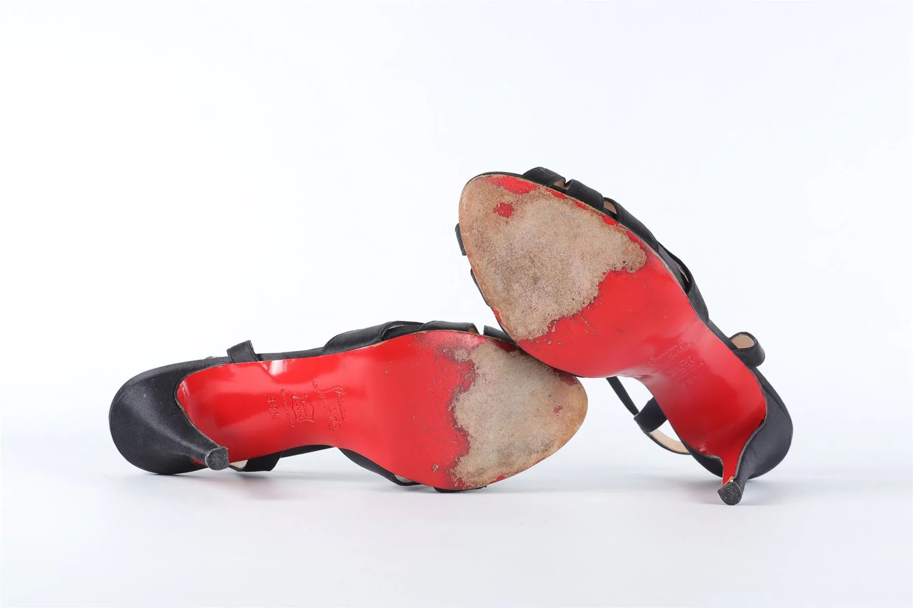CHRISTIAN LOUBOUTIN BLACK SATIN SANDALS EU 38.5 UK 5.5 US 8.5 - Image 6