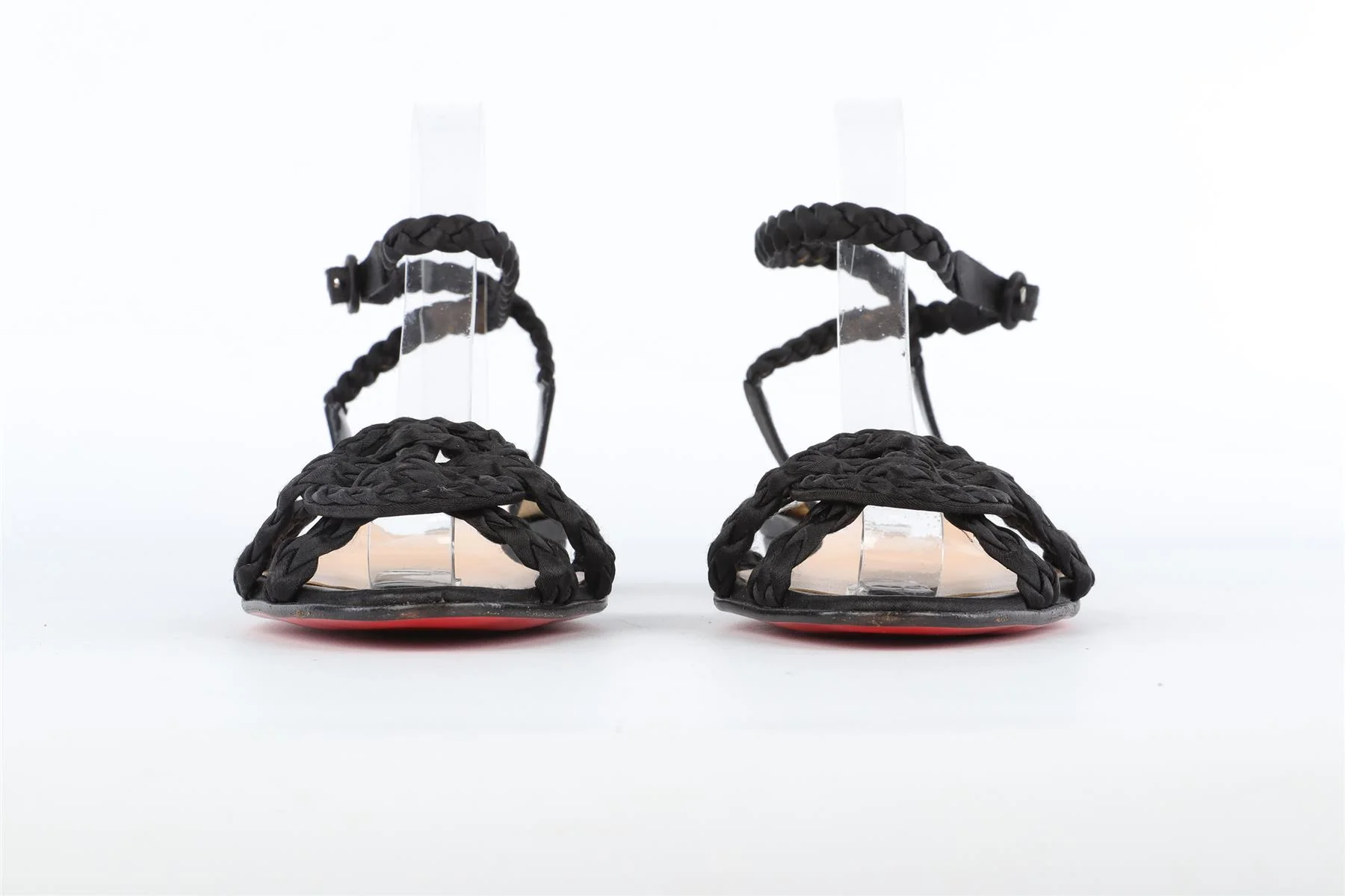 CHRISTIAN LOUBOUTIN BLACK SATIN SANDALS EU 38.5 UK 5.5 US 8.5 - Image 3