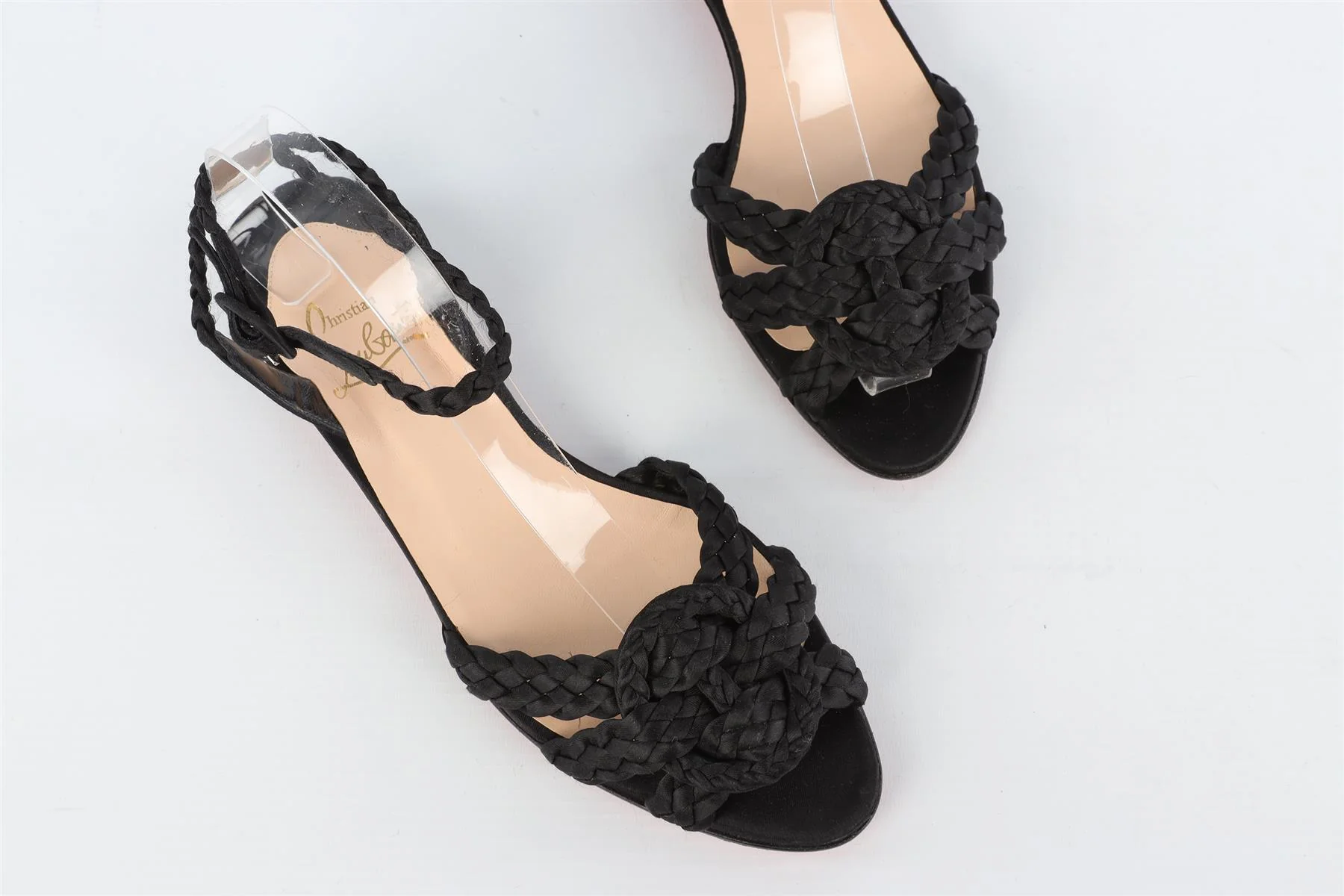 CHRISTIAN LOUBOUTIN BLACK SATIN SANDALS EU 38.5 UK 5.5 US 8.5 - Image 4