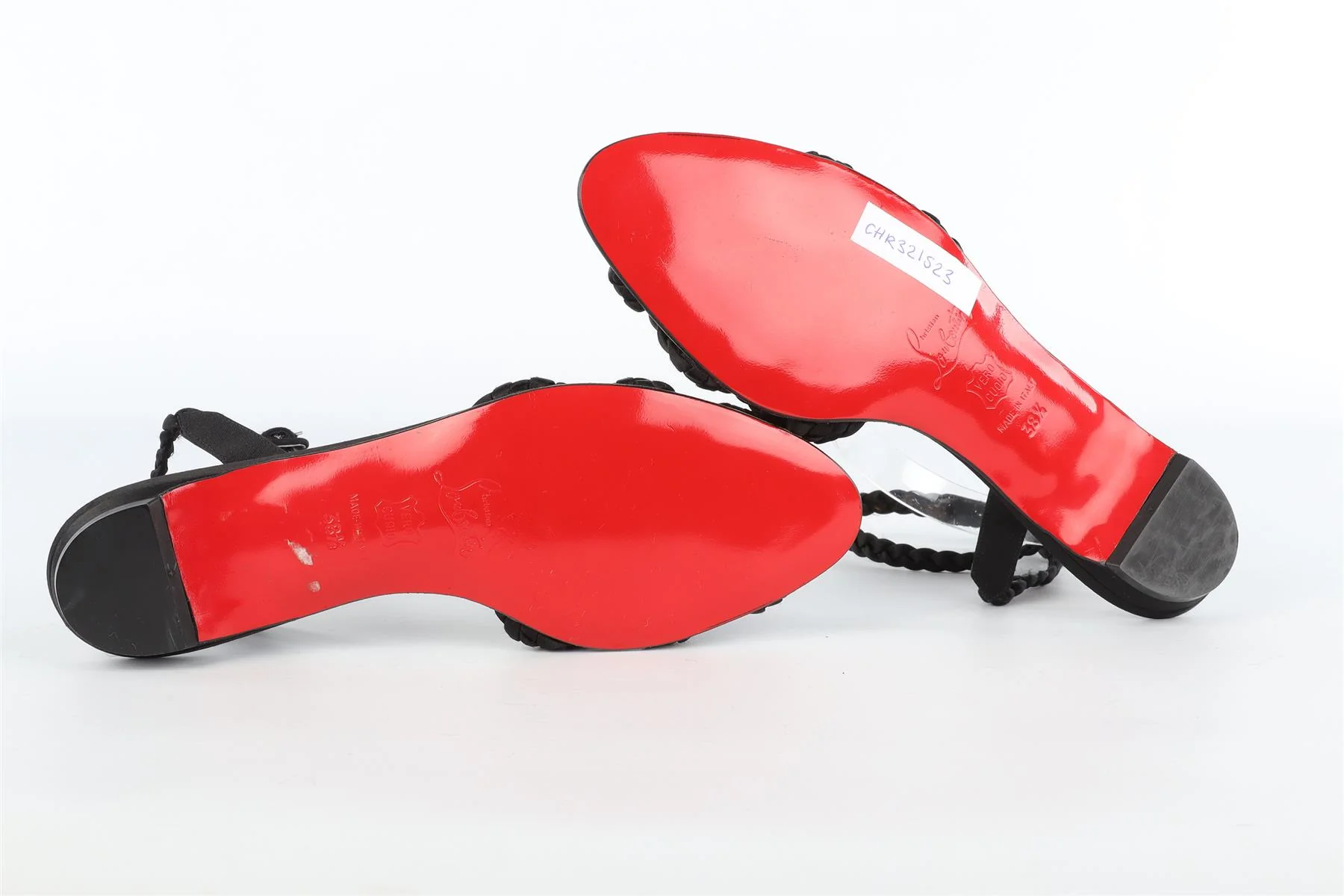 CHRISTIAN LOUBOUTIN BLACK SATIN SANDALS EU 38.5 UK 5.5 US 8.5 - Image 6