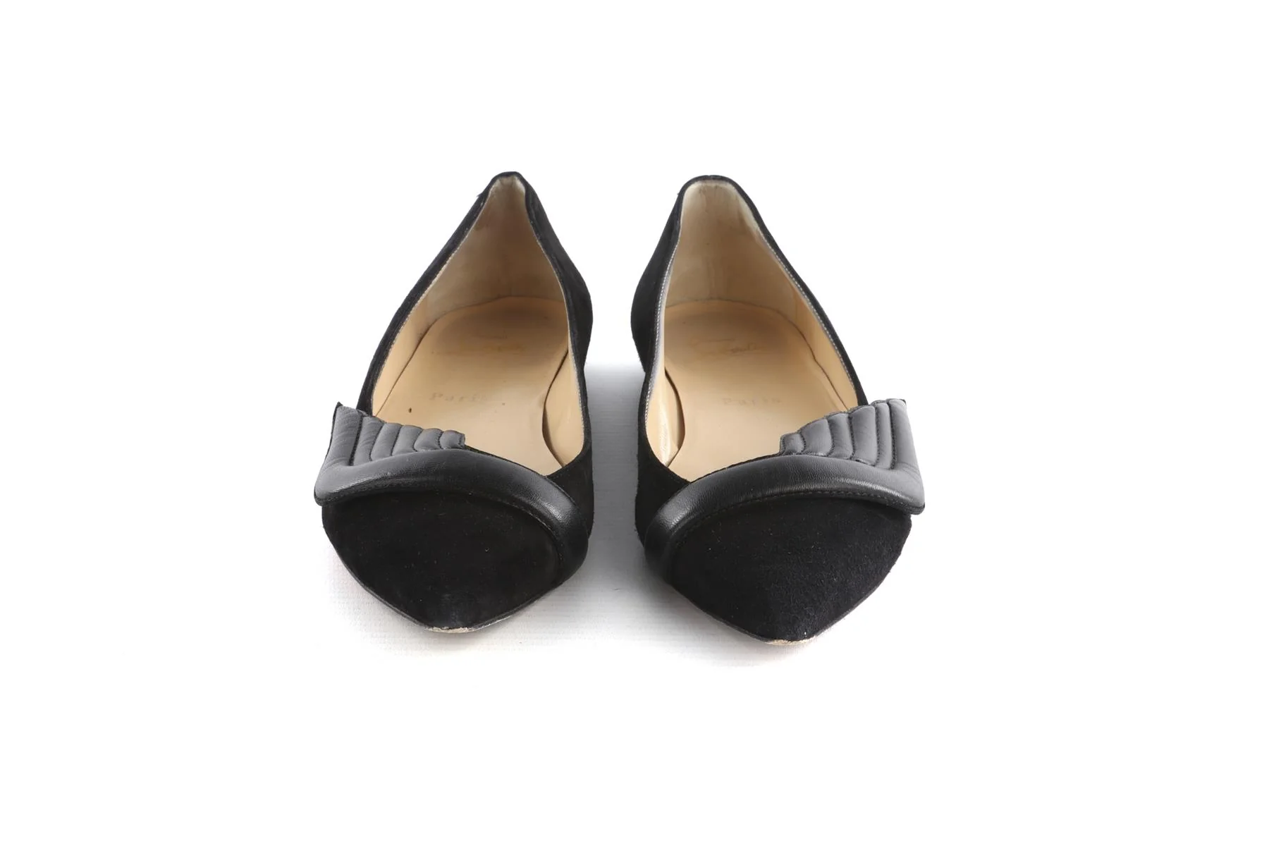 CHRISTIAN LOUBOUTIN BLACK SUEDE BALLET FLATS EU 38 UK 5 US 8 - Image 3