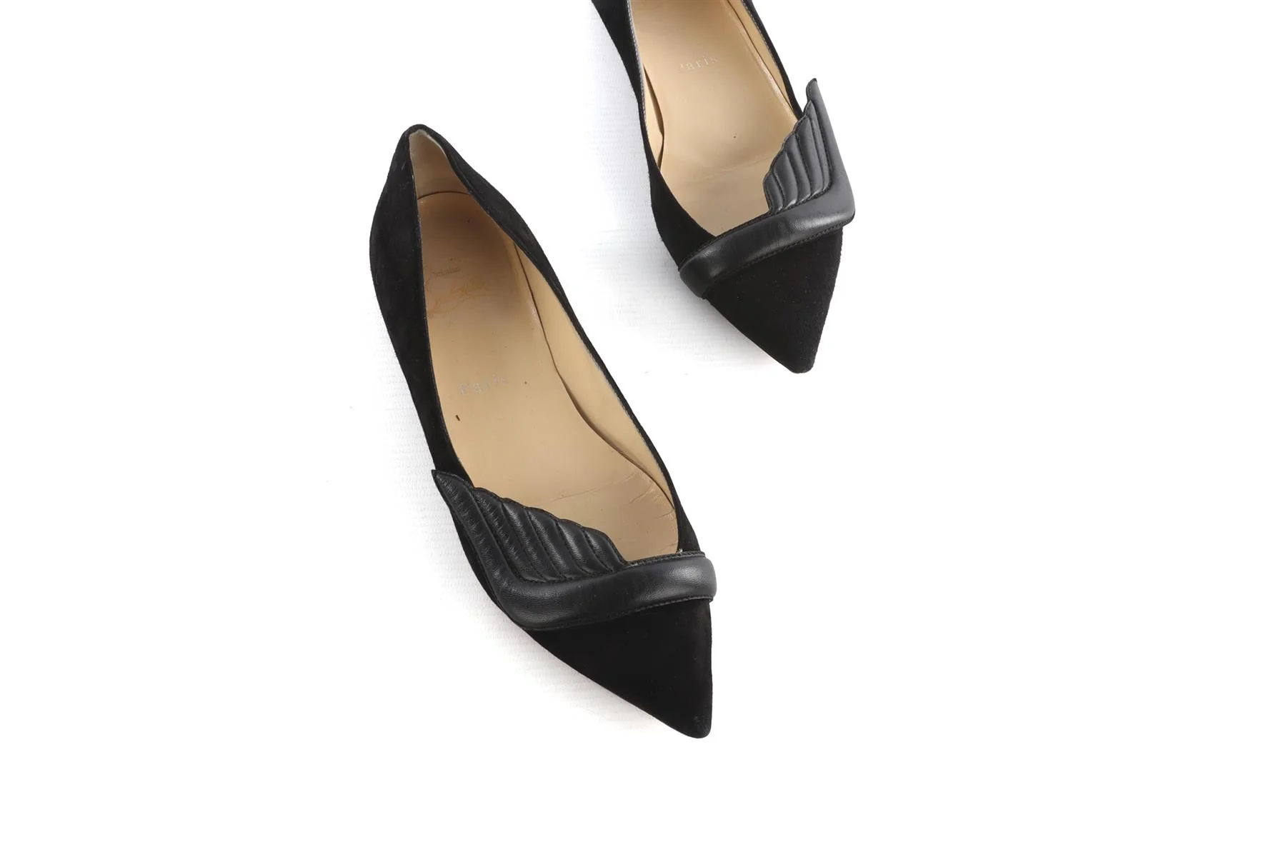 CHRISTIAN LOUBOUTIN BLACK SUEDE BALLET FLATS EU 38 UK 5 US 8 - Image 4