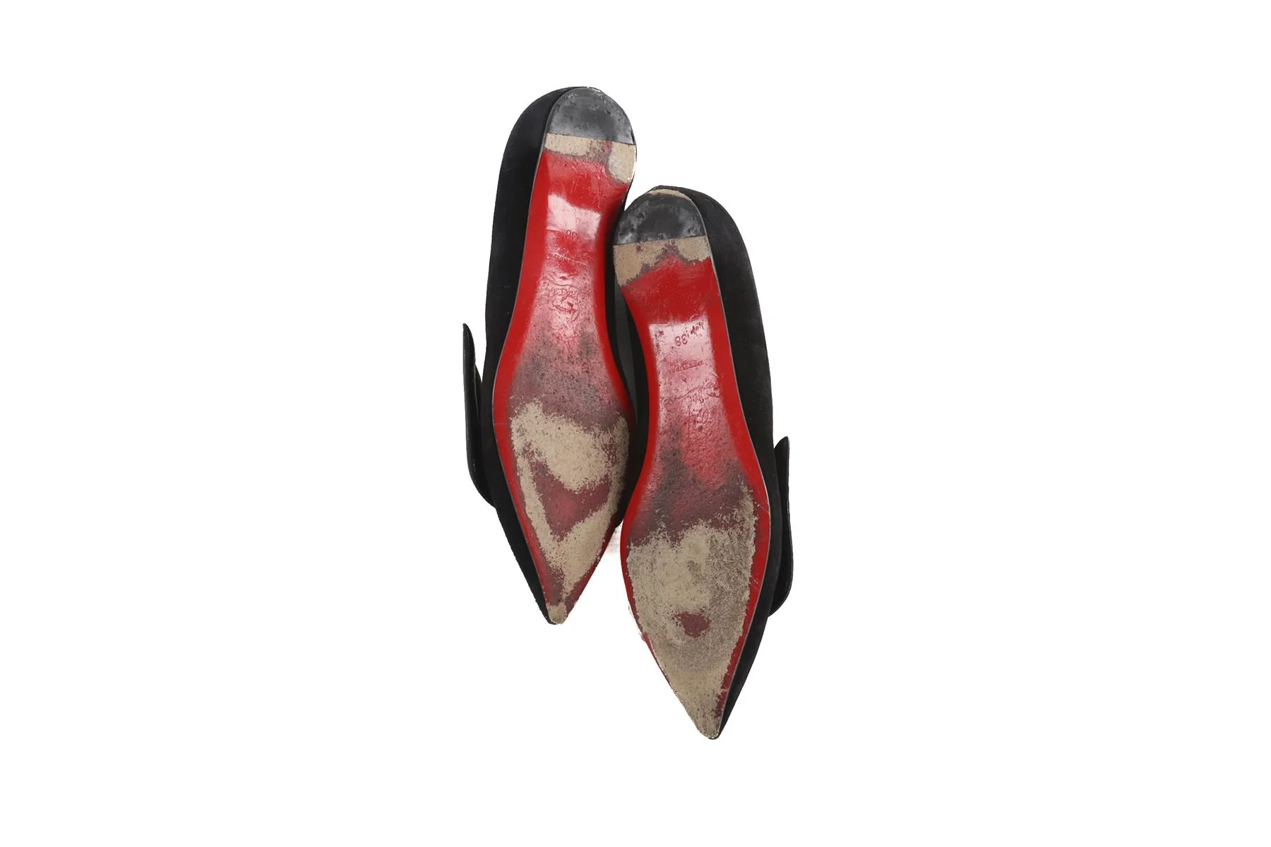 CHRISTIAN LOUBOUTIN BLACK SUEDE BALLET FLATS EU 38 UK 5 US 8 - Image 6