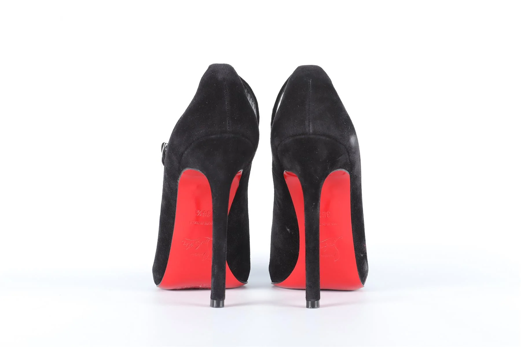 CHRISTIAN LOUBOUTIN BLACK SUEDE SANDALS EU 36.5 UK 3.5 US 6.5 - Image 5
