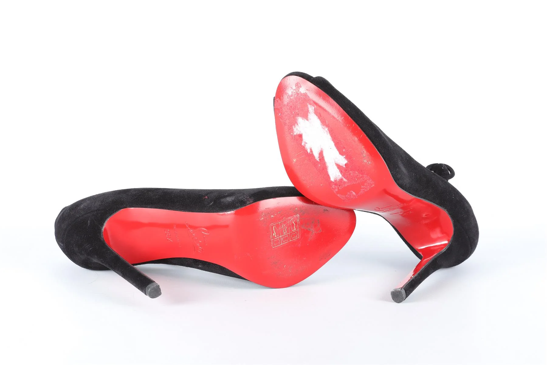 CHRISTIAN LOUBOUTIN BLACK SUEDE SANDALS EU 36.5 UK 3.5 US 6.5 - Image 6