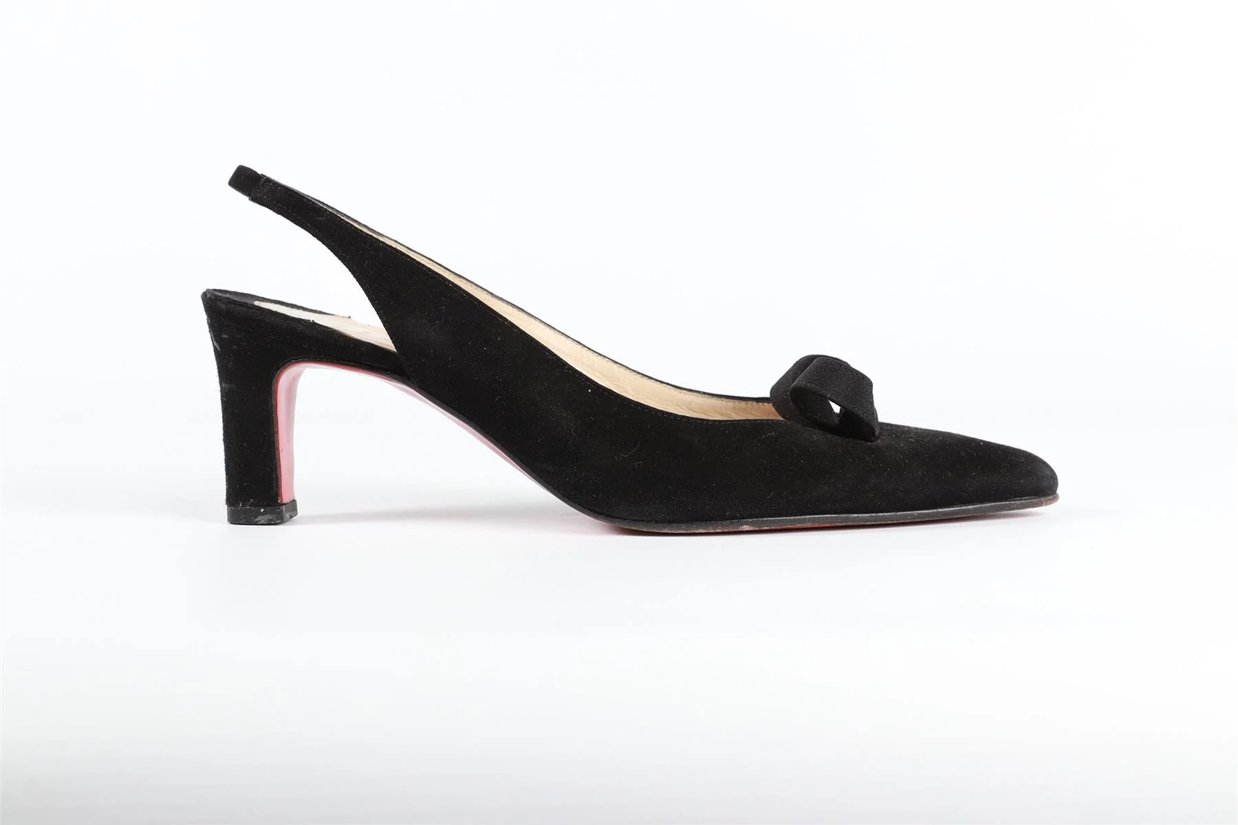 CHRISTIAN LOUBOUTIN BLACK SUEDE SLINGBACK PUMPS - Image 2