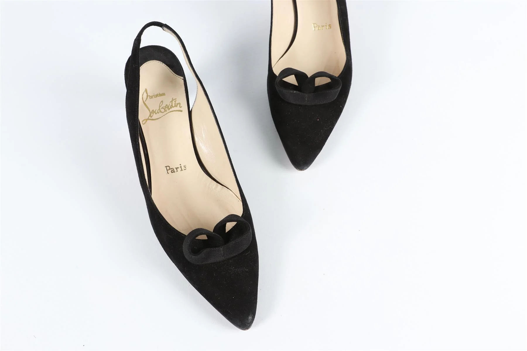 CHRISTIAN LOUBOUTIN BLACK SUEDE SLINGBACK PUMPS - Image 4