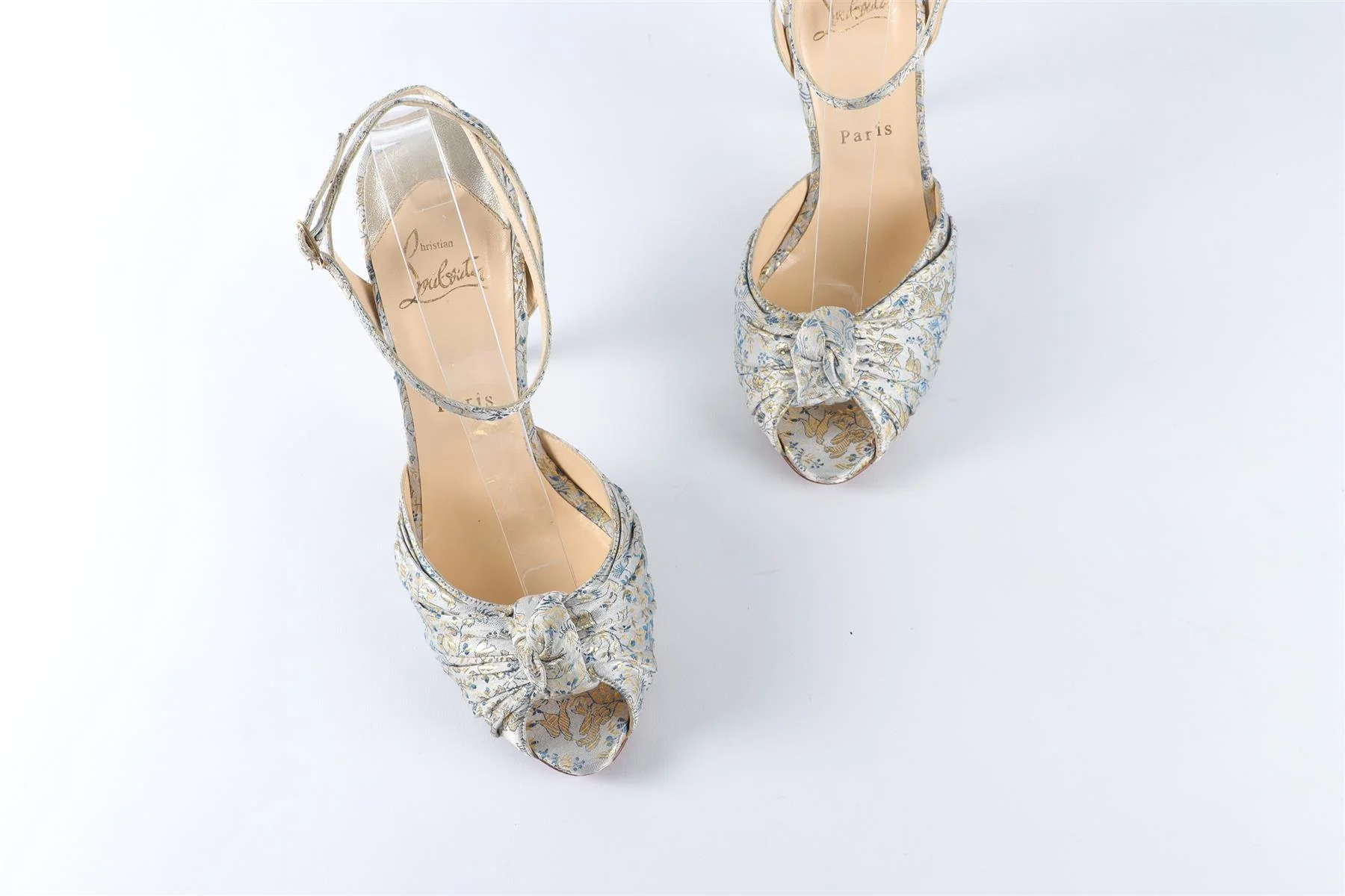 CHRISTIAN LOUBOUTIN BLUE JACQUARD SANDALS EU 40 UK 7 US 10 - Image 4