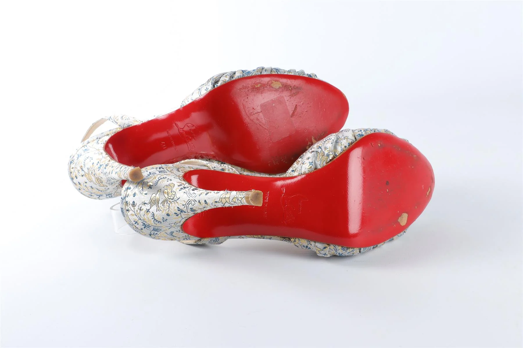 CHRISTIAN LOUBOUTIN BLUE JACQUARD SANDALS EU 40 UK 7 US 10 - Image 6
